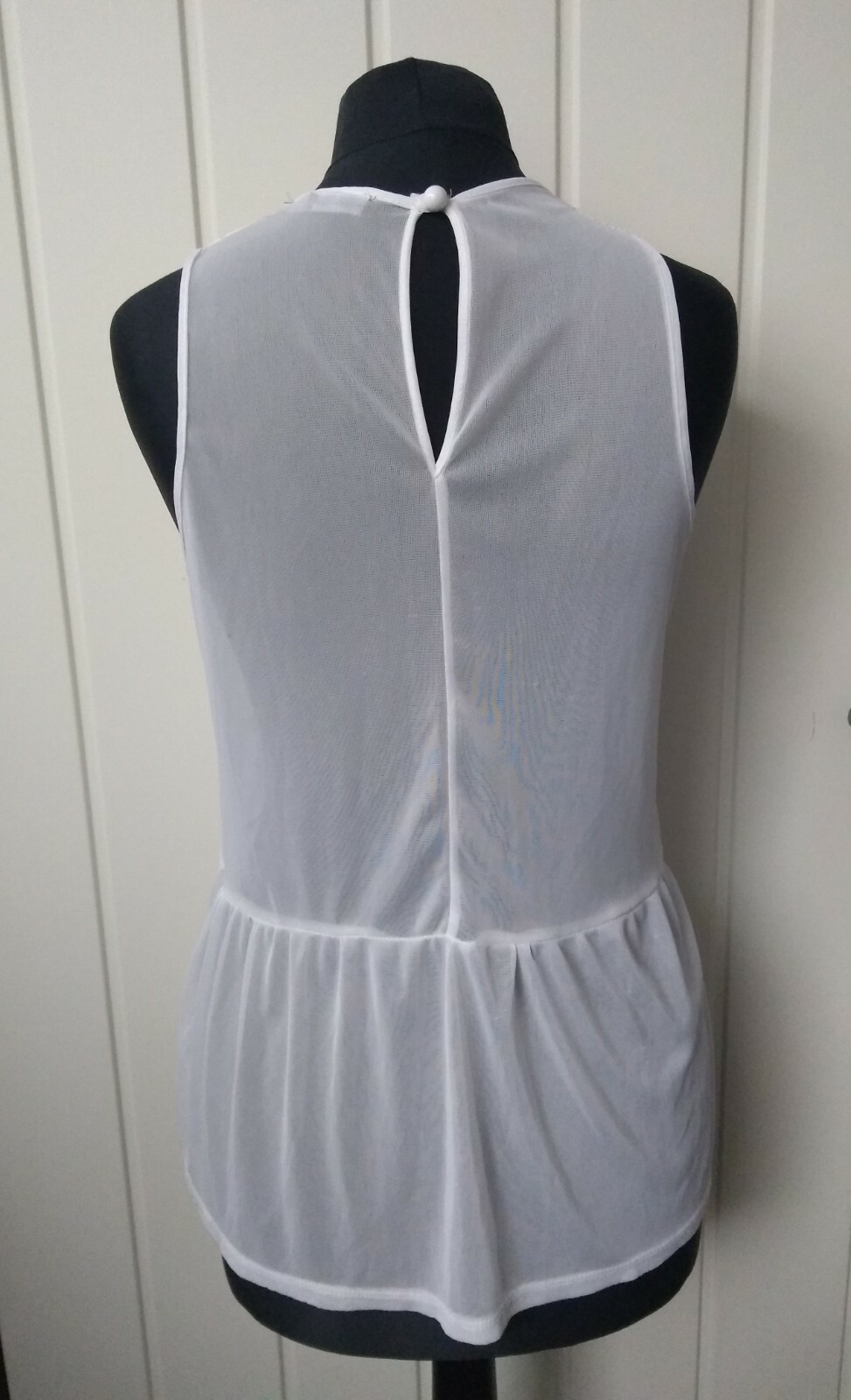 Primark Sleeveless Sheer Floaty Lacey Top Size 6 White Small Festival Rave Beach