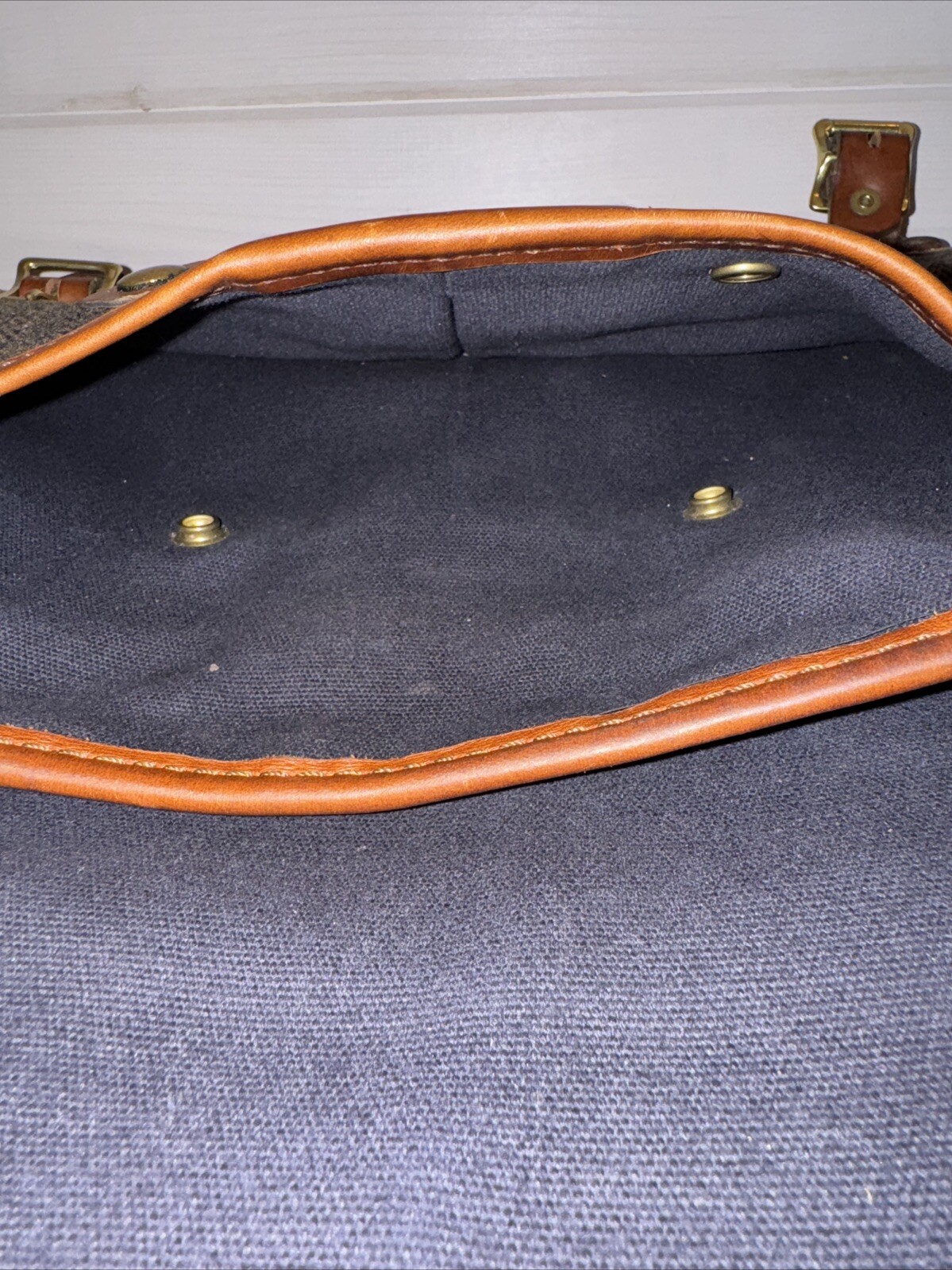 Heimies Made Leather And Tweed Messenger Bag EUC