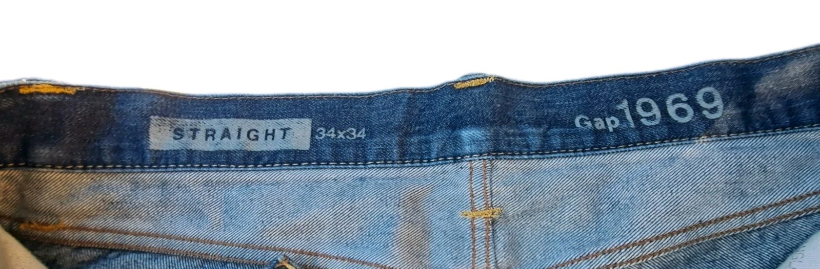 Men’s Gap 1969 Straight Fit Selvedge Cotton Denim Button Fly Blue Jeans