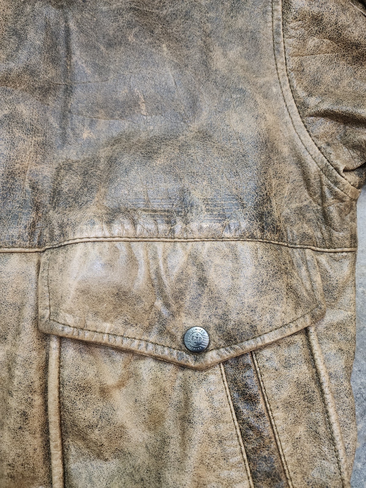 Vintage 90s Limited Express Men’s Small Distressed Leather Bomber Flight Jacket
