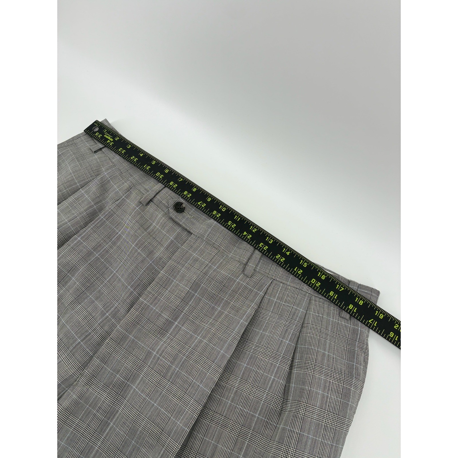 Lauren Ralph Lauren Wool Cashmere Glen Plaid Pleated Cuffed Dress Pants 38×32
