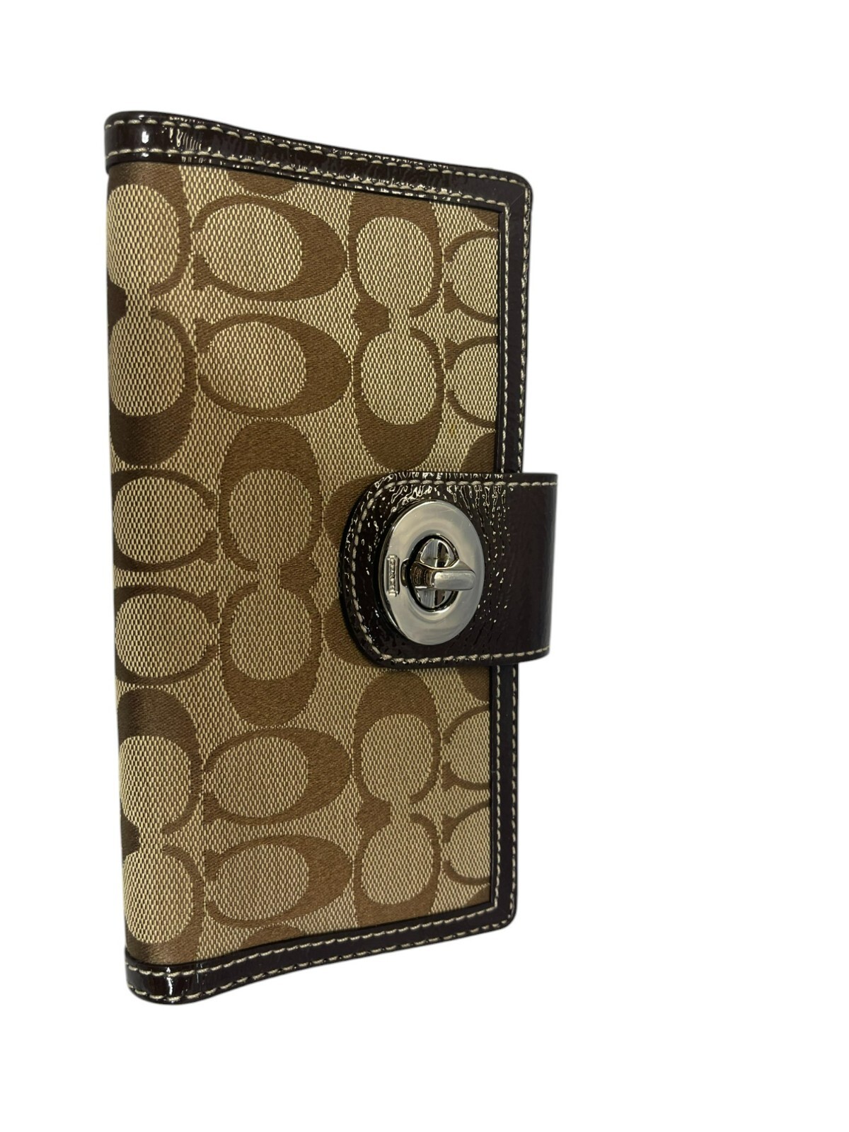 Vintage Coach Wallet C Logo Monogram Large Wallet twist lock front/ snap back