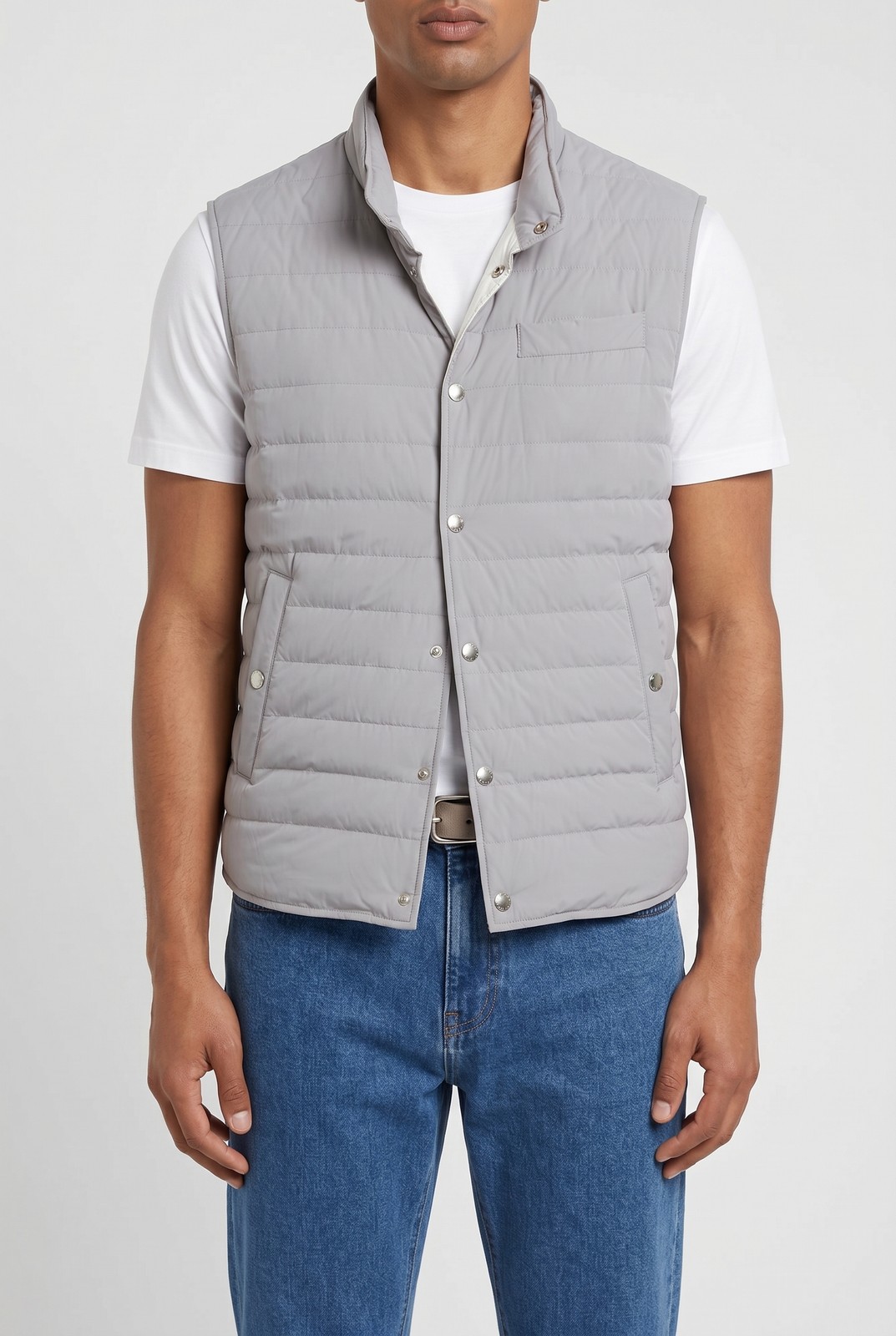 BRUNELLO CUCINELLI MEN’S LIGHT GREY QUILTED VEST MSRP $2195