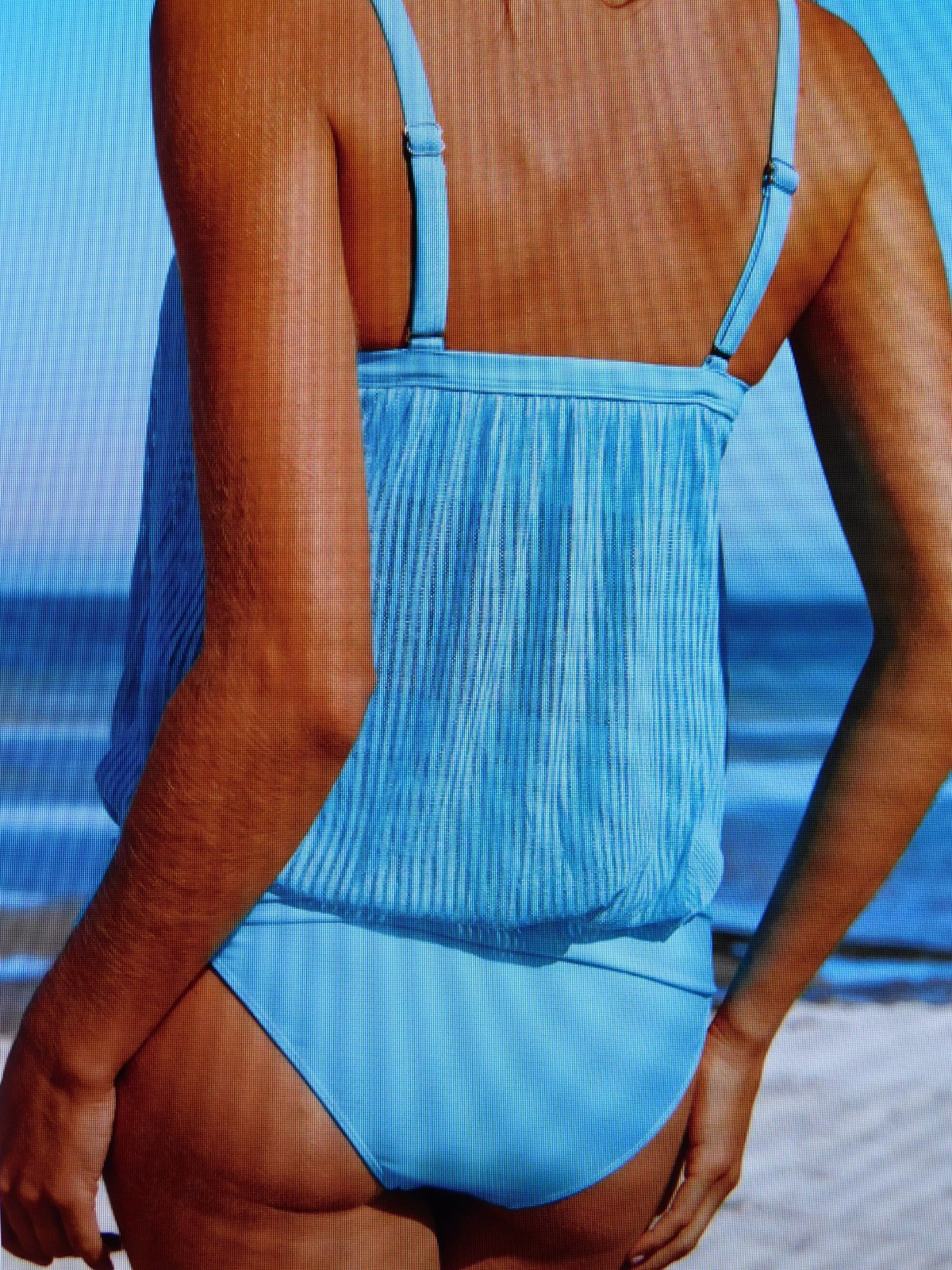 XL (16-18) Tankini 2 Piece Turquoise Swimsuit – Built in Bra – New – Adj. Straps