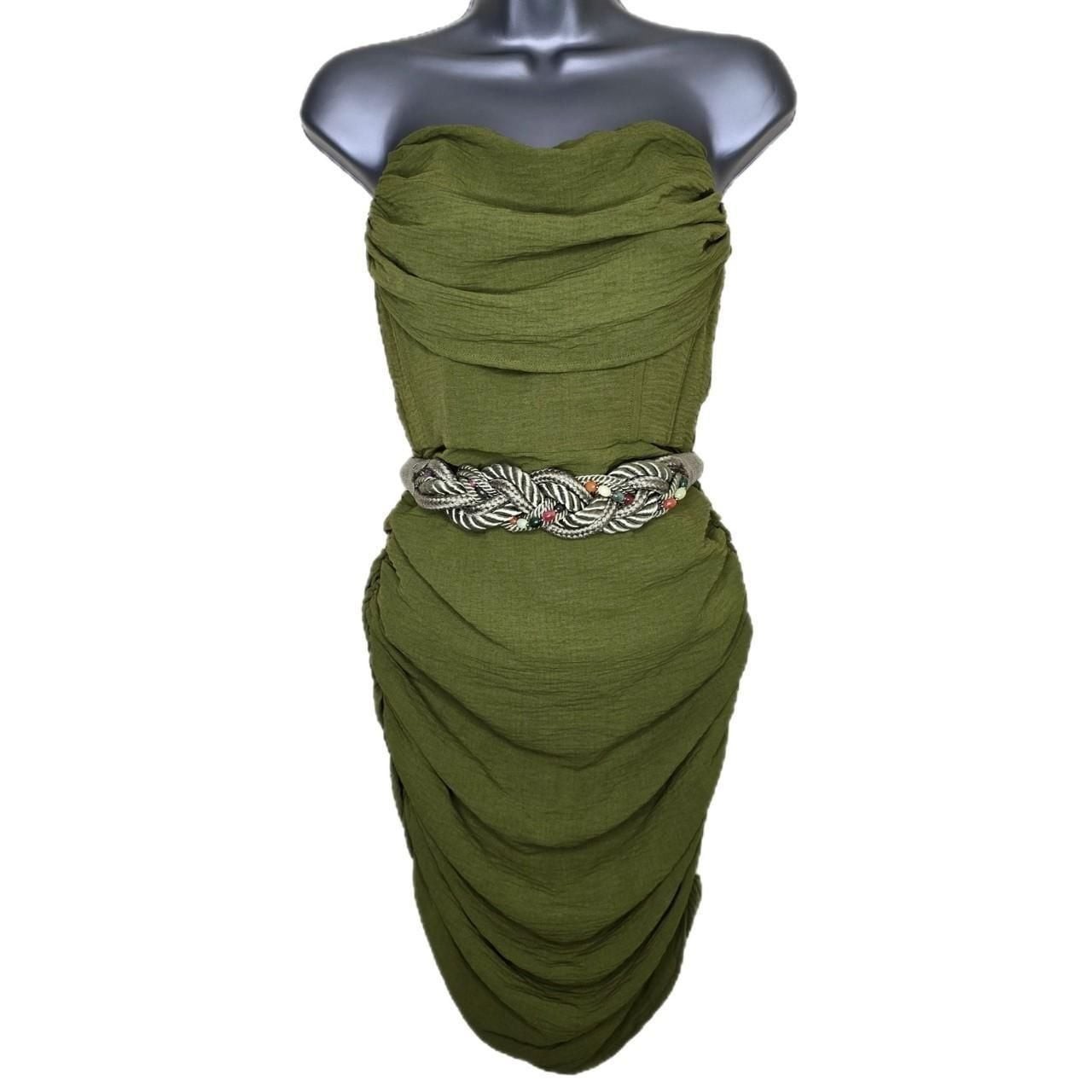 PrettyLittleThing Bandeau Corset Detail Drape Bodycon Dress