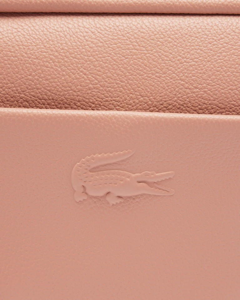 Lacoste Woman Small Pink Leather City Shoulder Bag