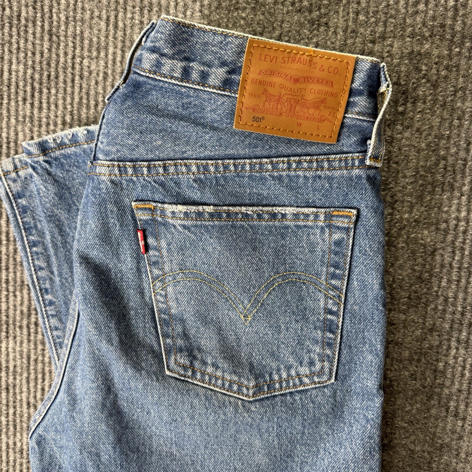 Levi’s Straight Leg Distressed 501 Button Fly Jeans