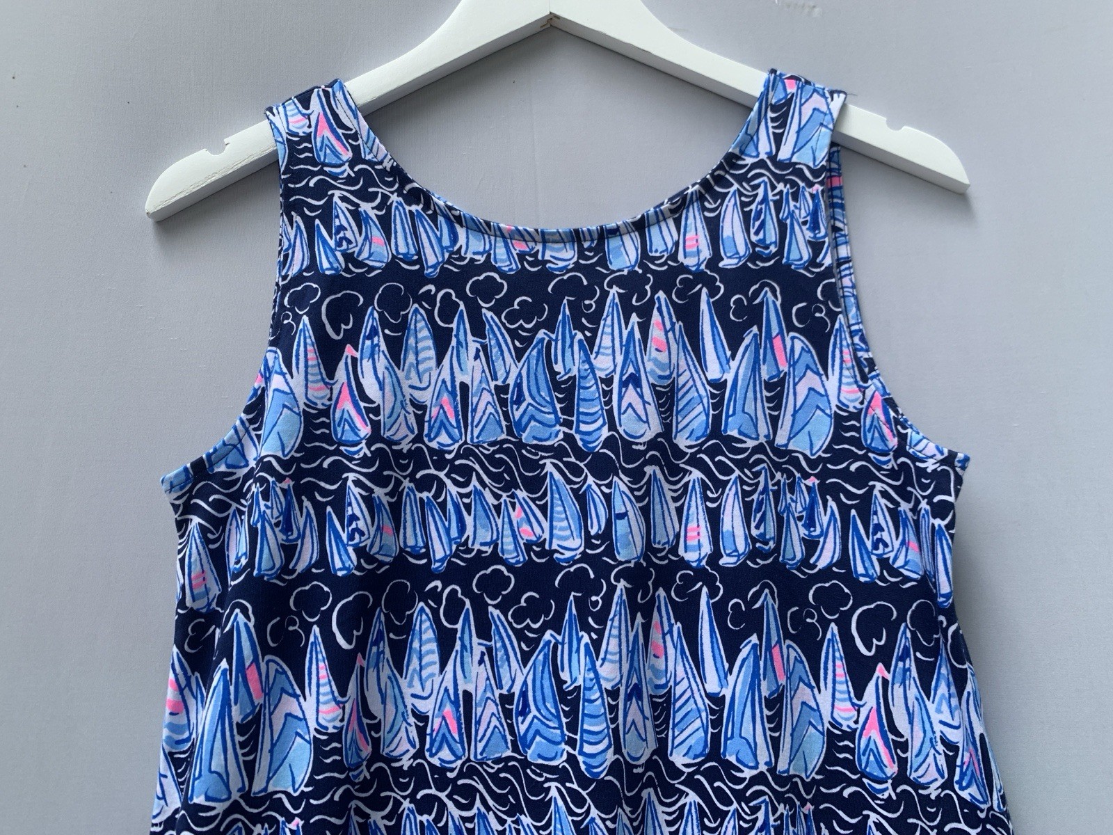 Lilly Pulitzer Dress Medium Blue Sleeveless Kristen Swing Sails Stripes