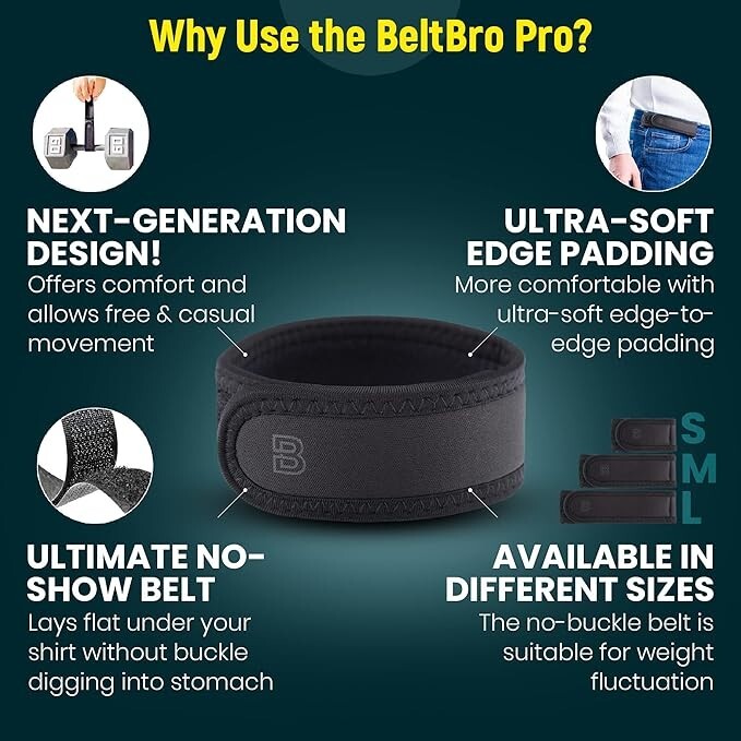 BeltBro Pro Pairs For Men – Next Gen BeltPro Buckle-Free Elastic Belt 1/2x USA