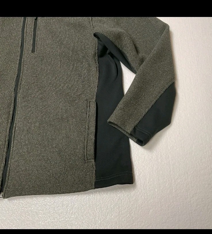 Izod Perform Jacket Mens XL Gray Black Full Zip Thermal Fleece Outdoor Athletic