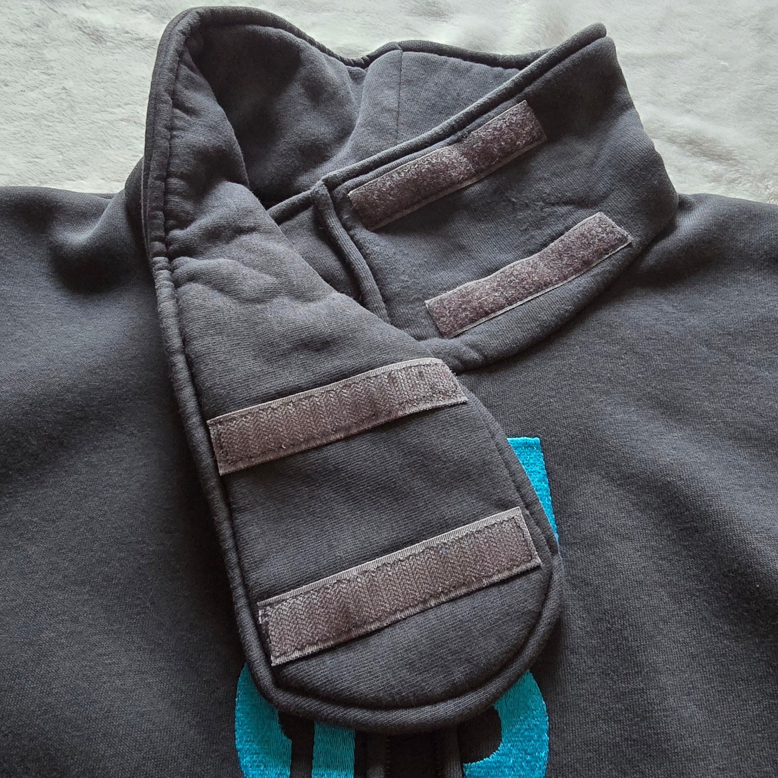 Bench Full Zip Grey Funnel Neck Teal Logo Thumbhole Sweatshirt Womens M