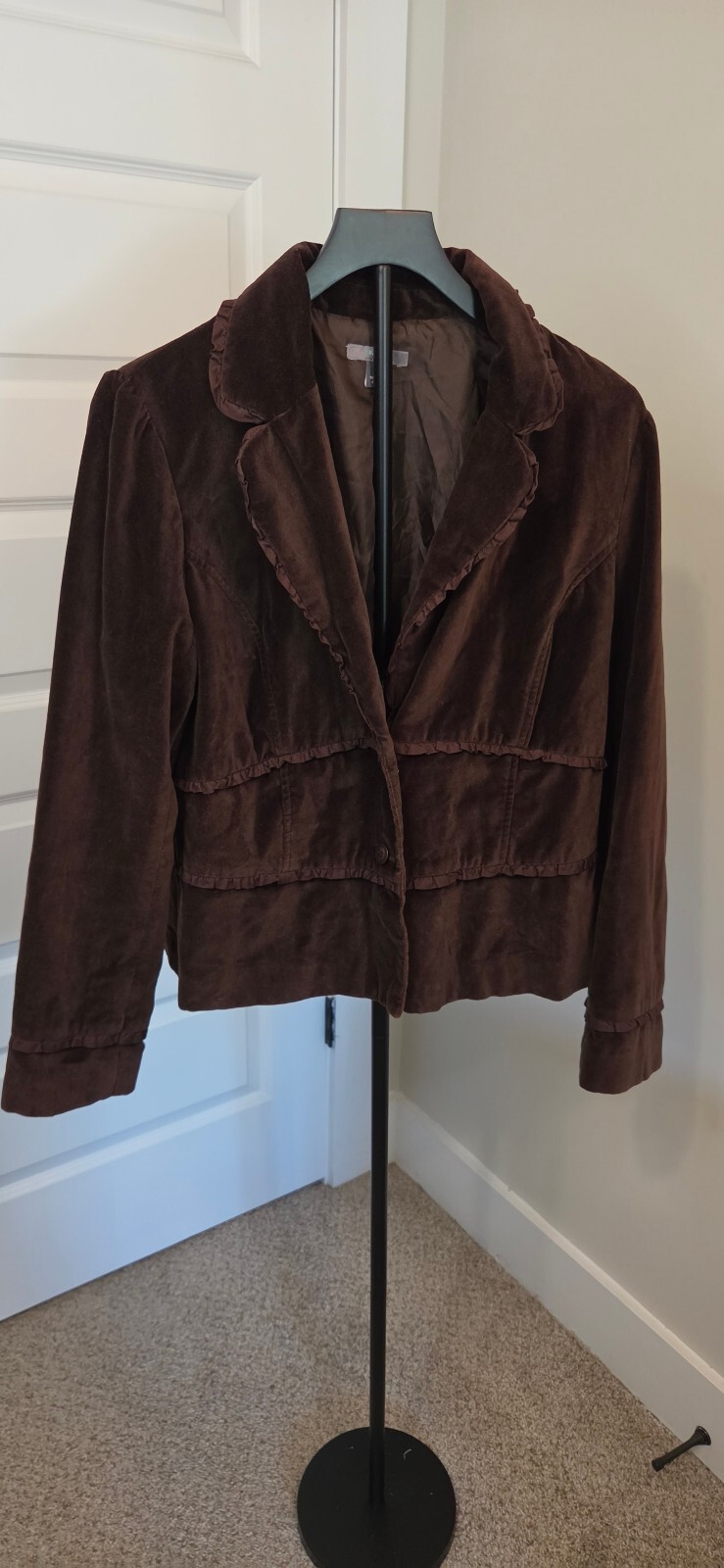 Apt. 9 Women’s Brown Cotton Faux Velvet Blazer Jacket Size 16