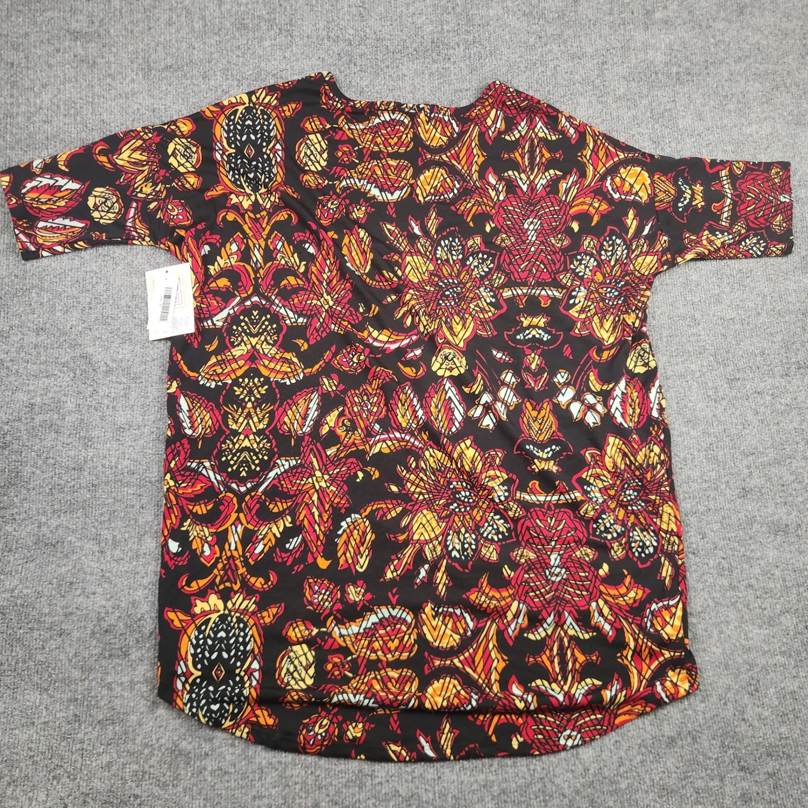 LuLaRoe Irma Tunic Top Womens Medium NWT Black Red Orange Floral High Low Hem