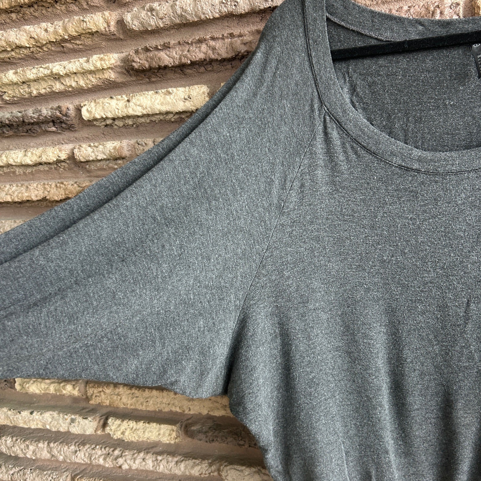 Gray Lightweight top USA Made Jersey Knit Scoop Neck Size 1 Small Dolman Sleeves