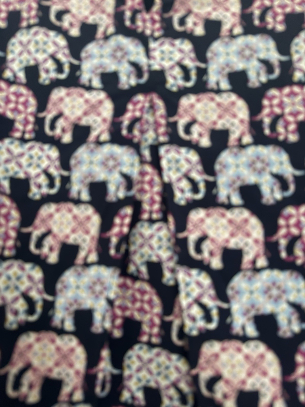 Crown And Ivy XXL Cold Shoulder Blouse Navy Elephant Print Tiered Flowy Top