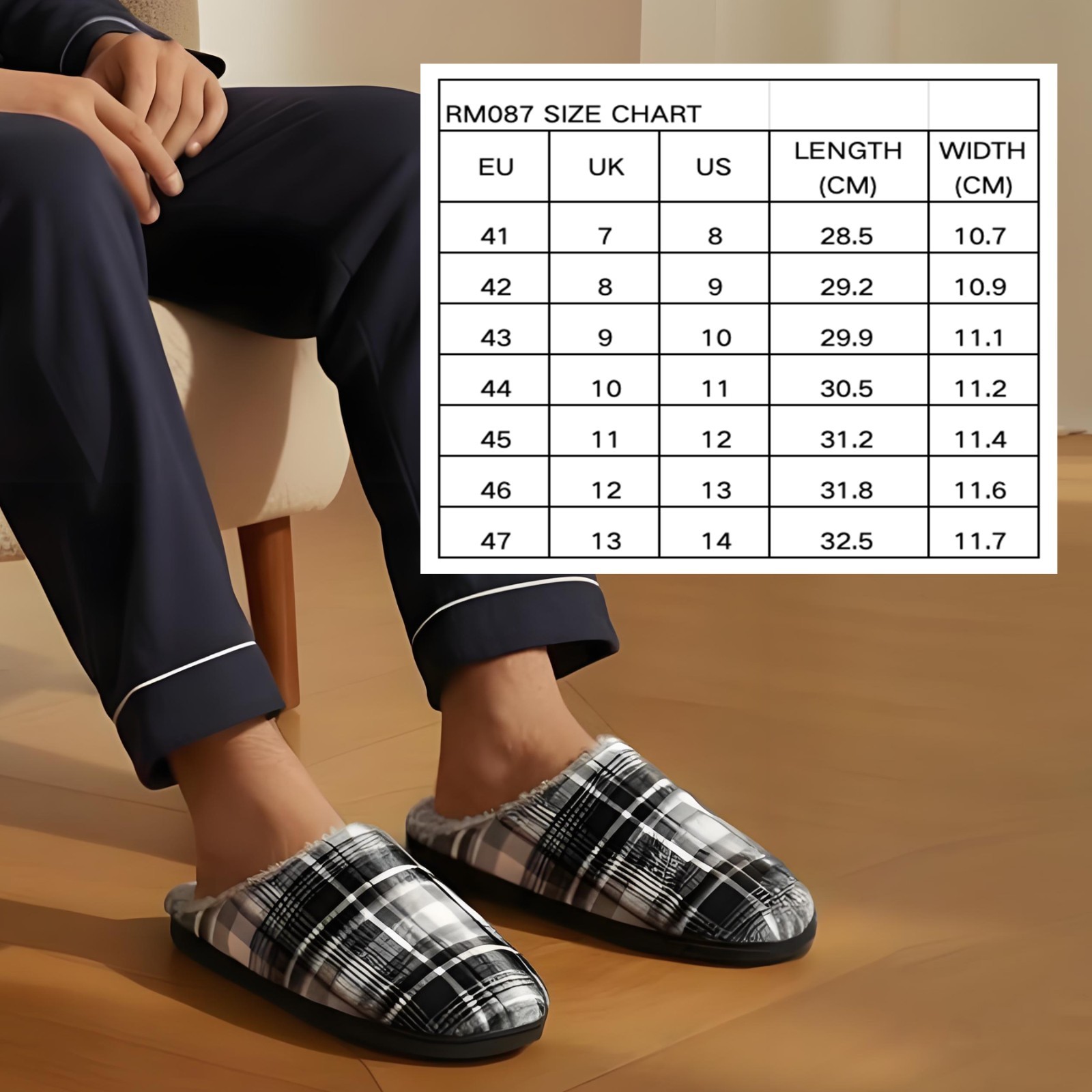 riemot Mens Furry Warm Slippers Memory Foam Slippers Comfortable House Slippers