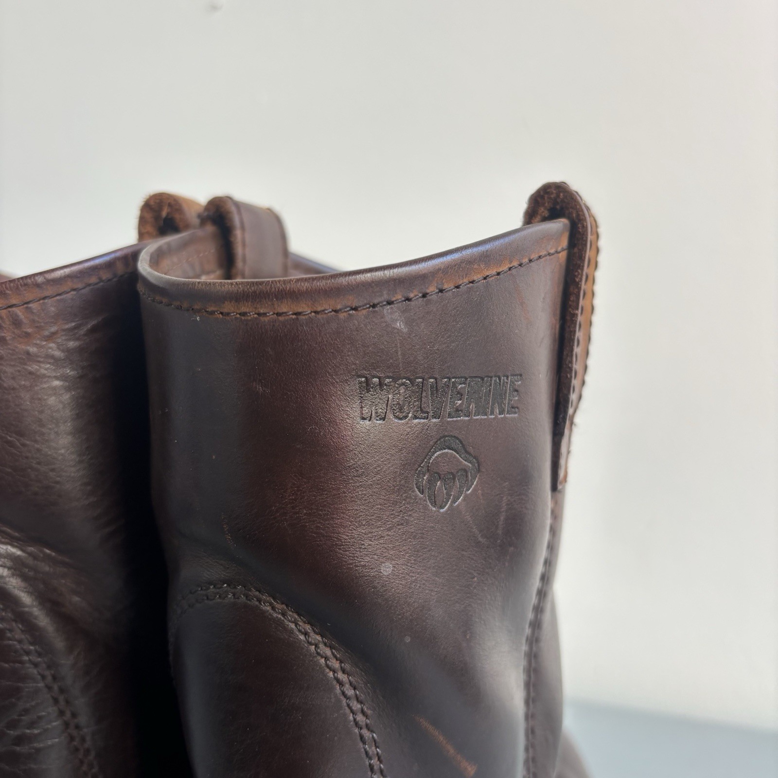 Wolverine Wellington Brown Leather Boots Slip Resistant Size 9 Soft Toe Men’s