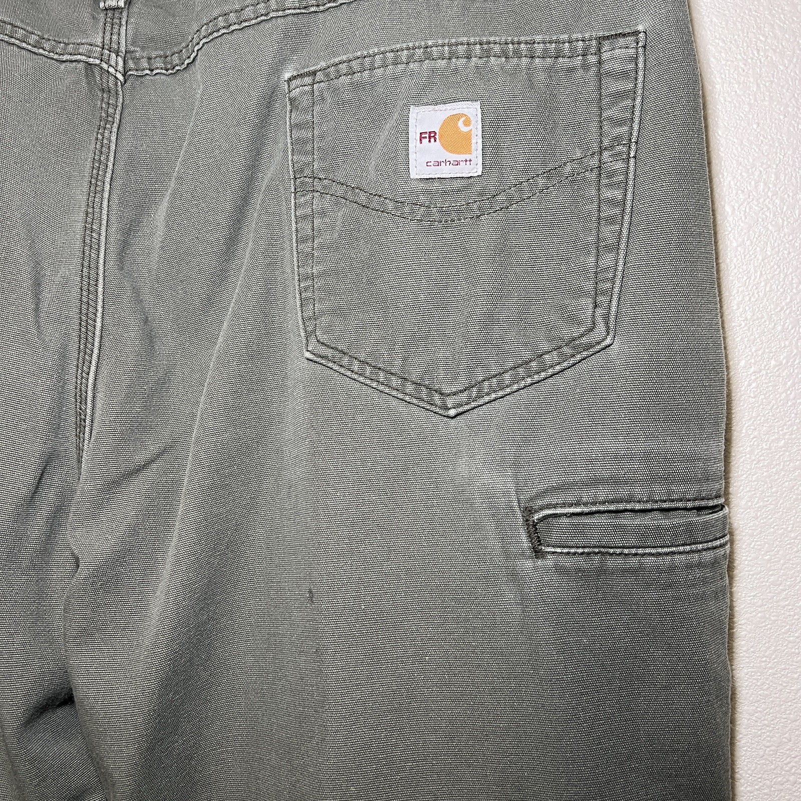 Carhartt FR Midweight Canvas Jean Mens 44×30 Green Pants CAT 2 Loose FRB159-MOS