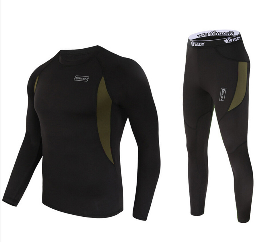 Men Thermal underwear Long Johns Shirt Sweater + fleece Pants and Tops Set