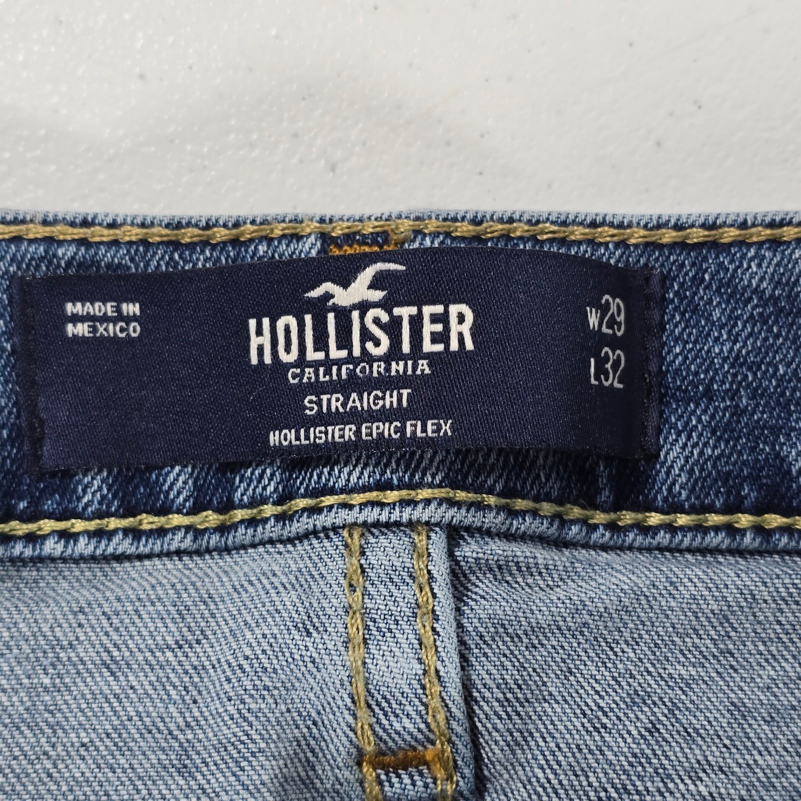 Hollister Epic Flex Straight Leg Jeans Medium Wash Blue Denim W29 L32 12469