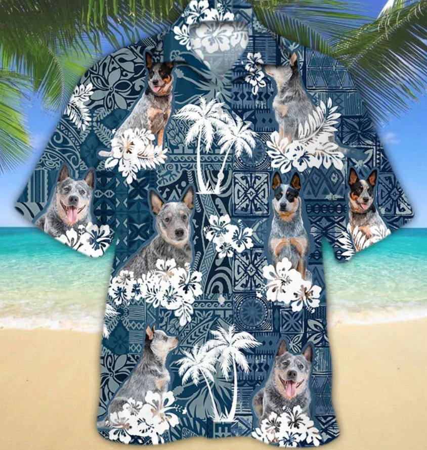 Blue Heeler Beach 3D Hawaiian Shirt Unisex S-234XL Gift Funny
