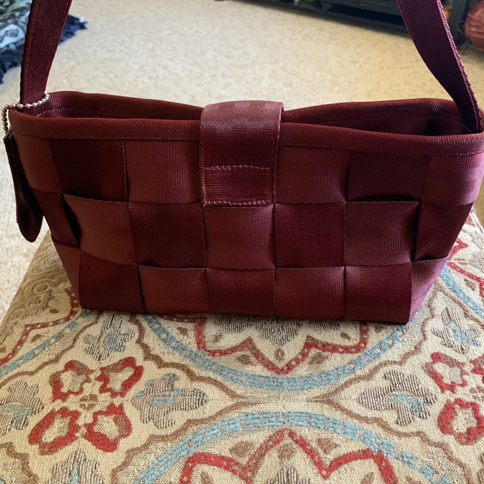 Harveys Original Seatbelt Bag Woven Satchel Bag Dark Raspberry USA