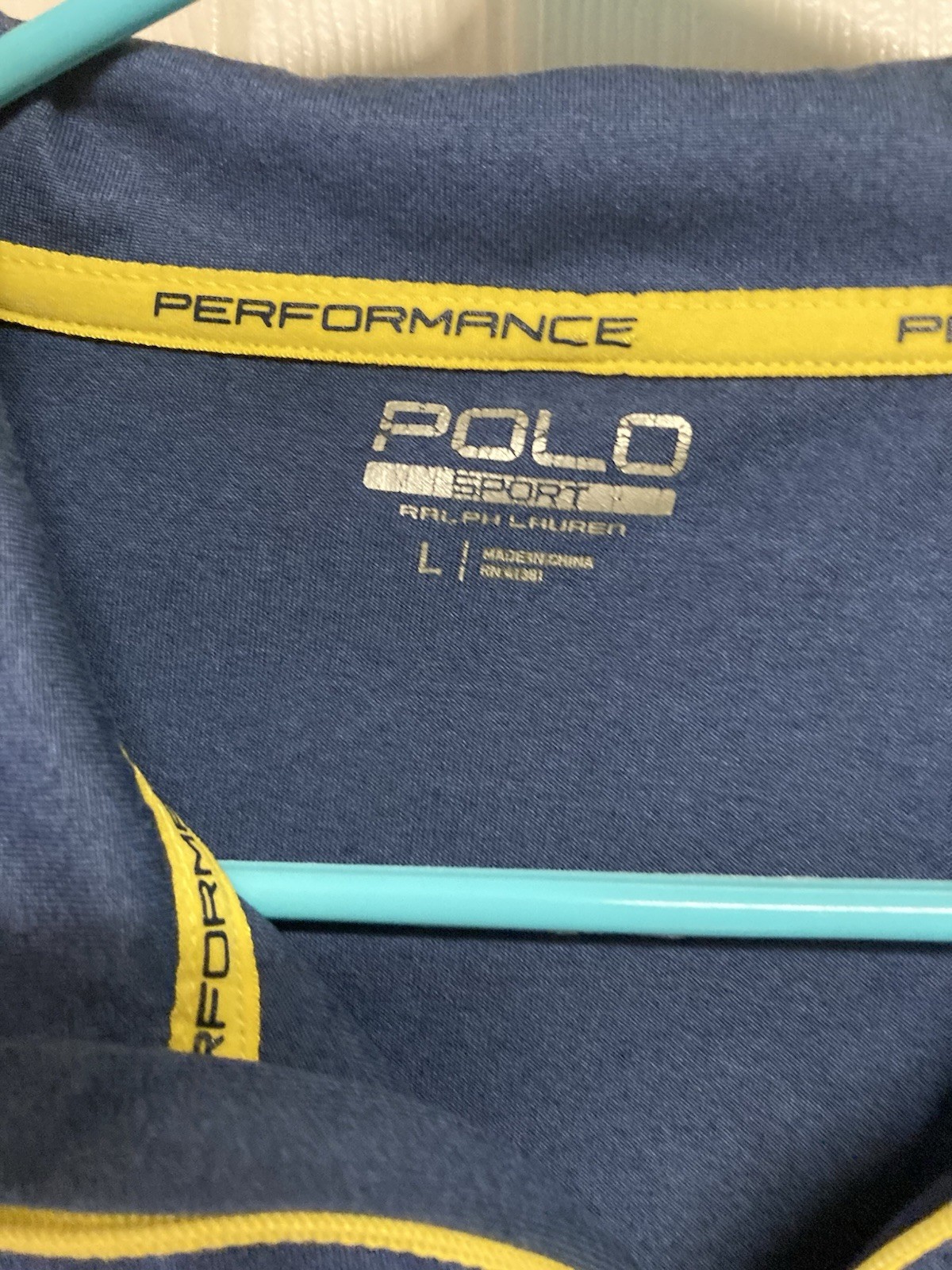 Men’s Polo Sport 1/4 Zip Pullover Performance Moisture Wicking Blue Size Large
