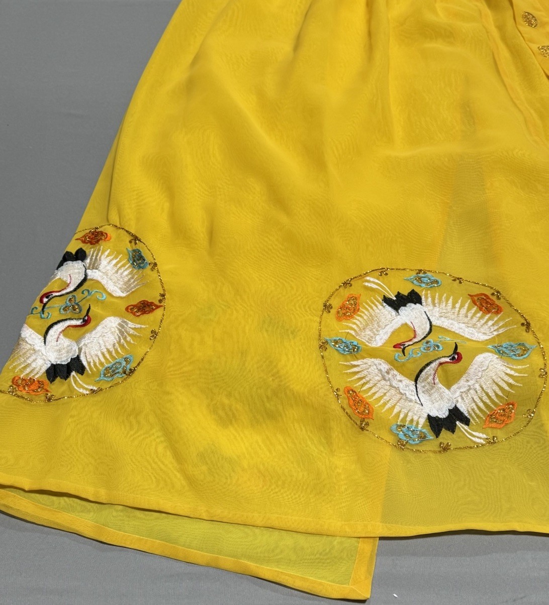 Custom Authentic Korean Hanbok Yellow Crane Formal Petite Traditional Petticoat