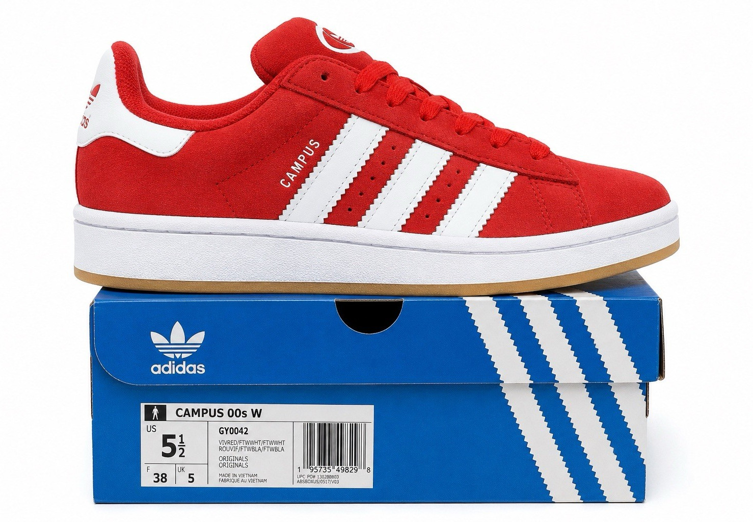 adidas Campus 00s Low Top Lace-Up Sneakers Crystal White/Core Black GY0042