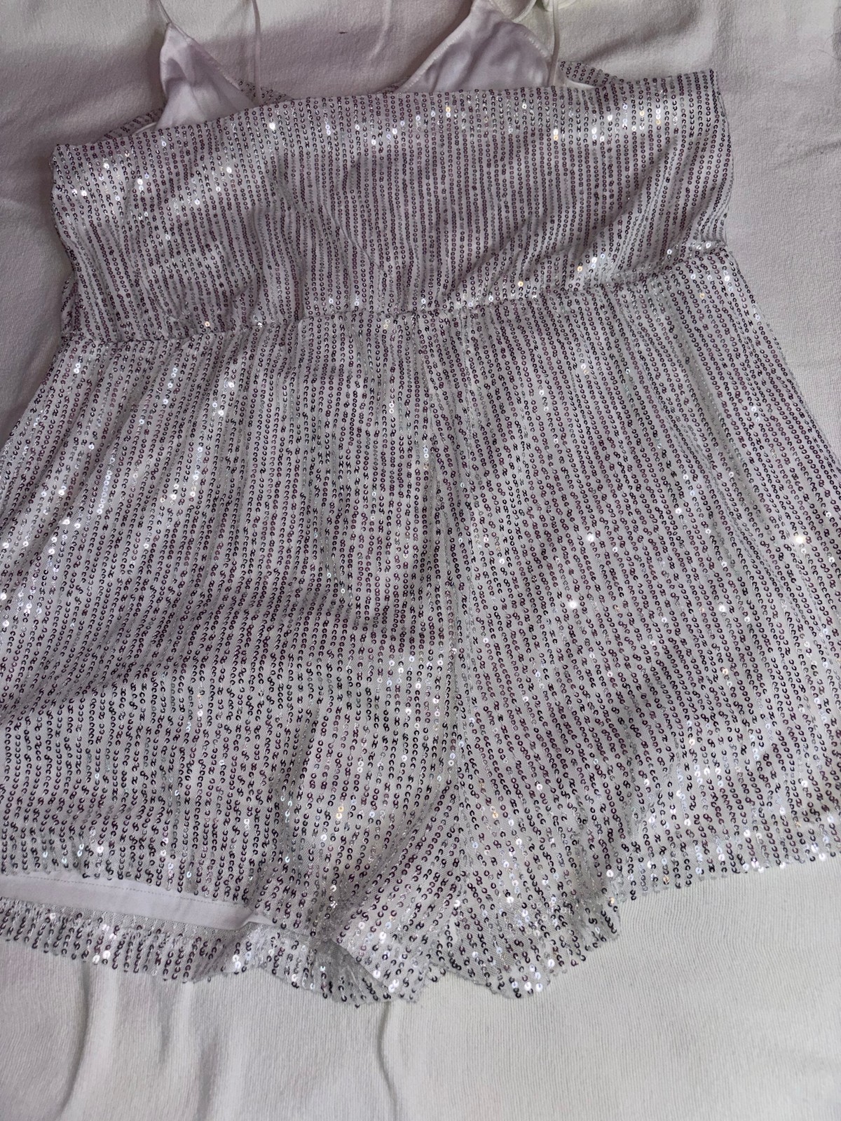 Double Crazy Silver Sequin Embellished Sz 2xl Romper C75