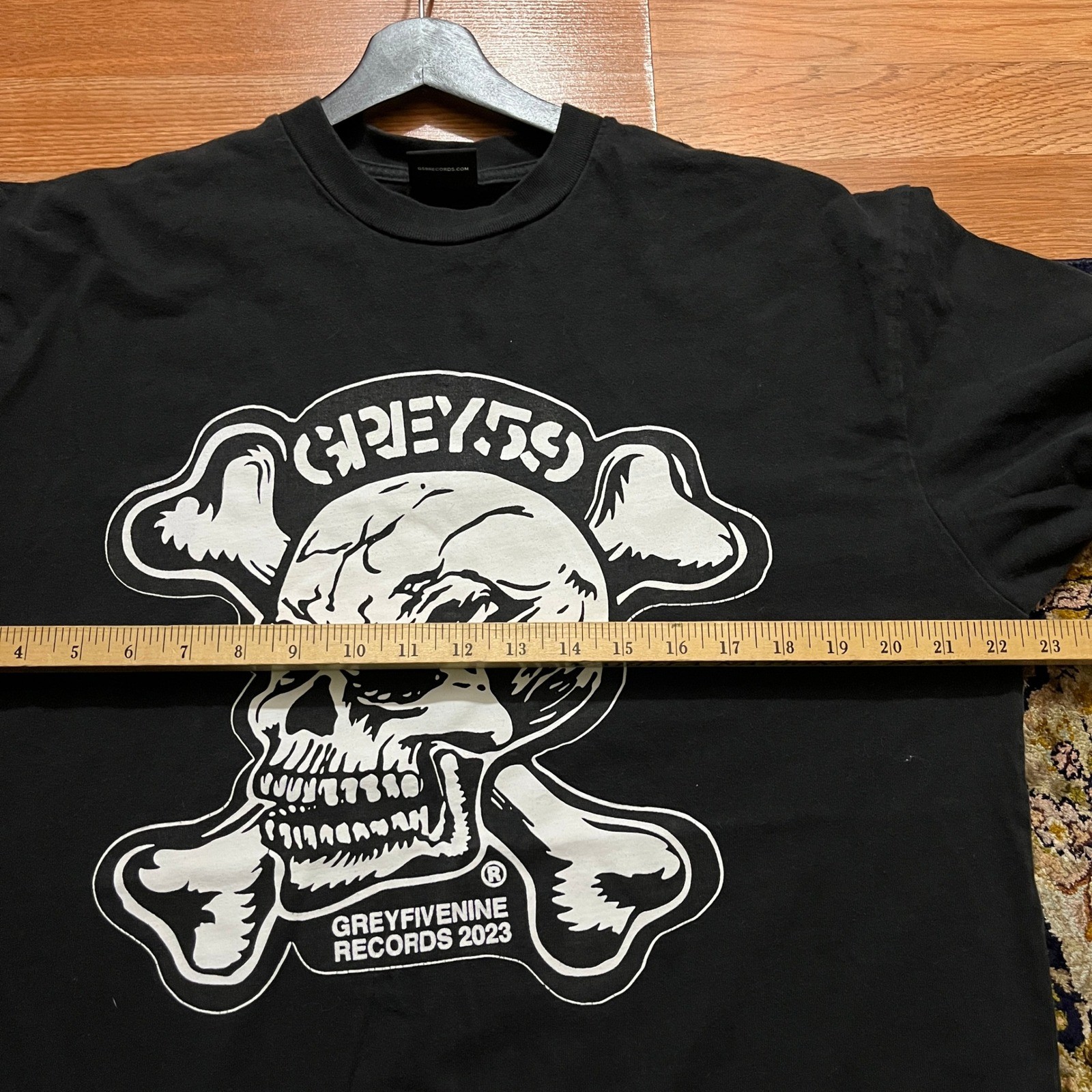 G59 Grey Five Nine Records 2023 Skull Crossbones T-Shirt Mens Large Black Tee