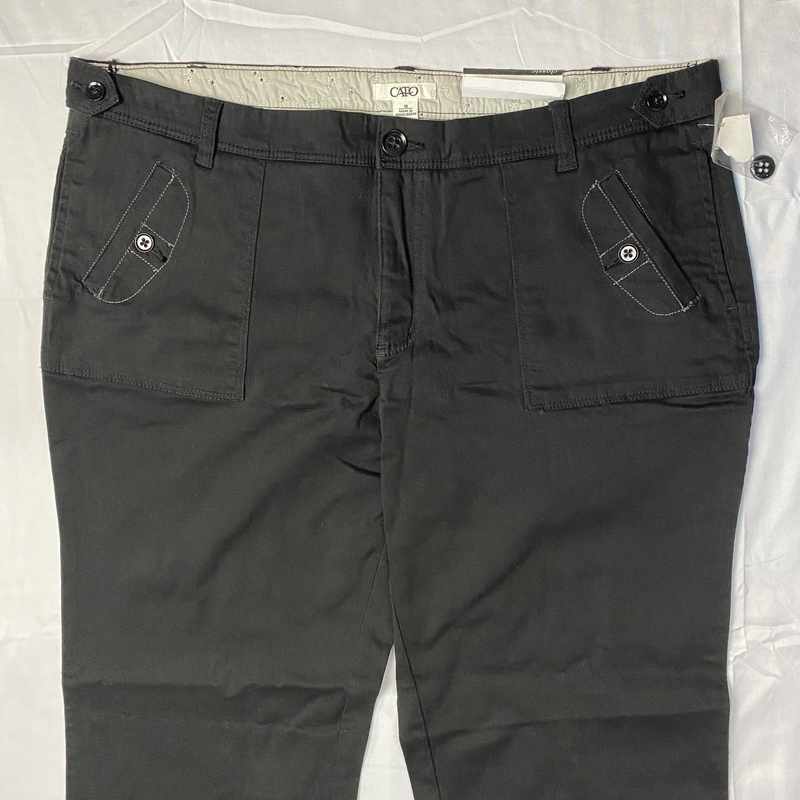 Cato Classic Womens 18 Black Pants Sits Below Waist Relaxed Thigh Cotton Stretch