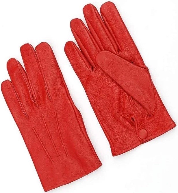 Men’s Genuine Lambskin Leather Unlined Color Red Gloves Size XL