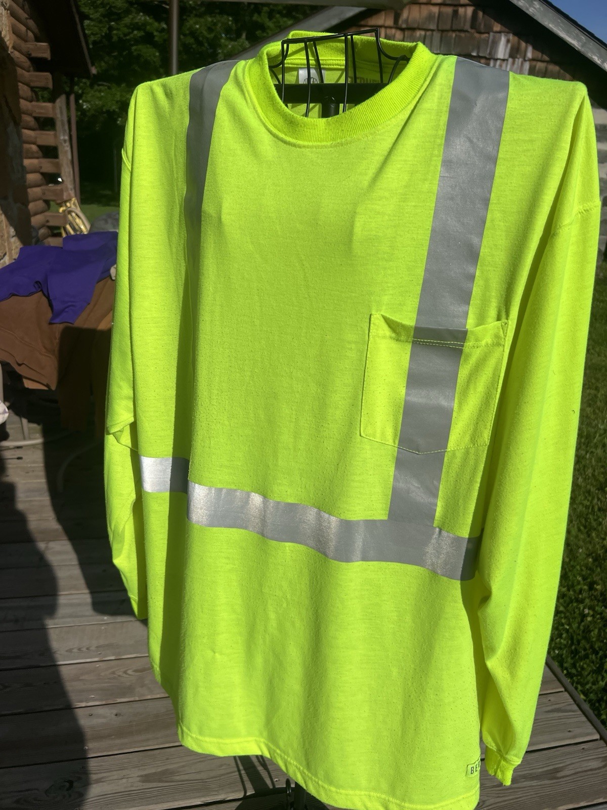 BERNE Safety Shirt Class 3 Level 2 Neon Yellow Reflective Stripe 2X