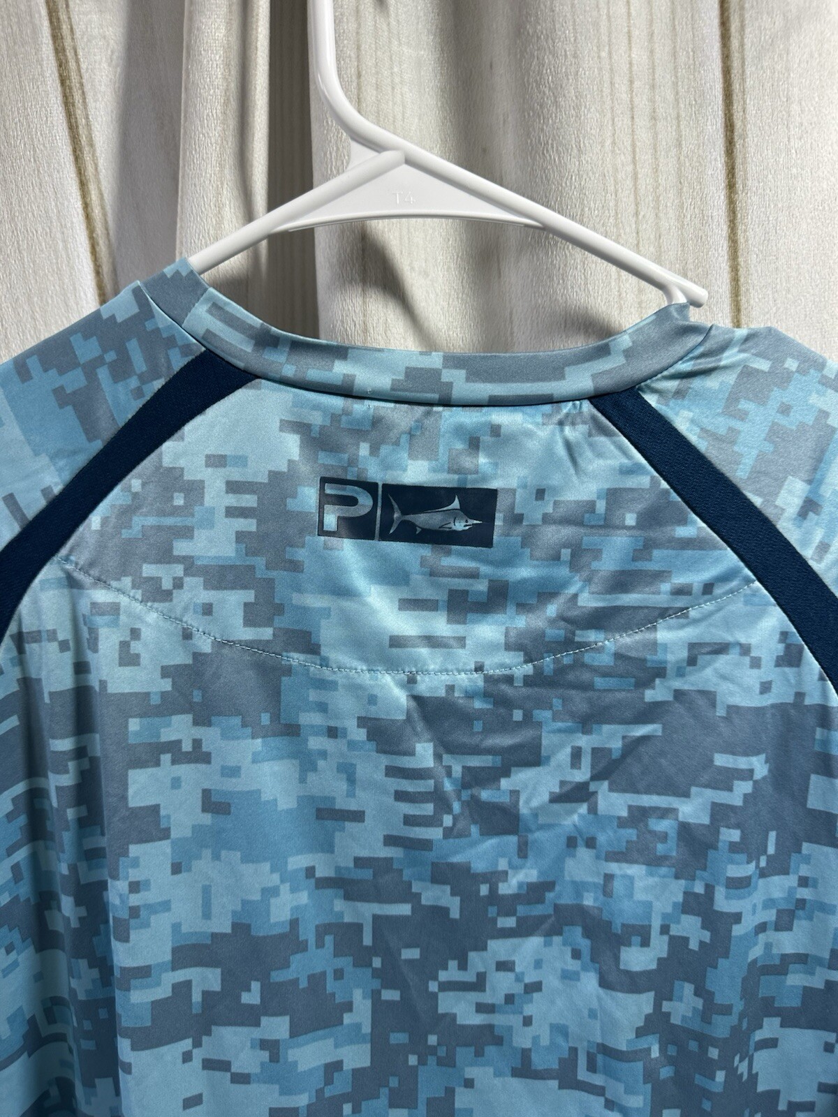 Pelagic Camo Vaportek Digi Camo High Performance Fishing Shirt Mens Large Blue