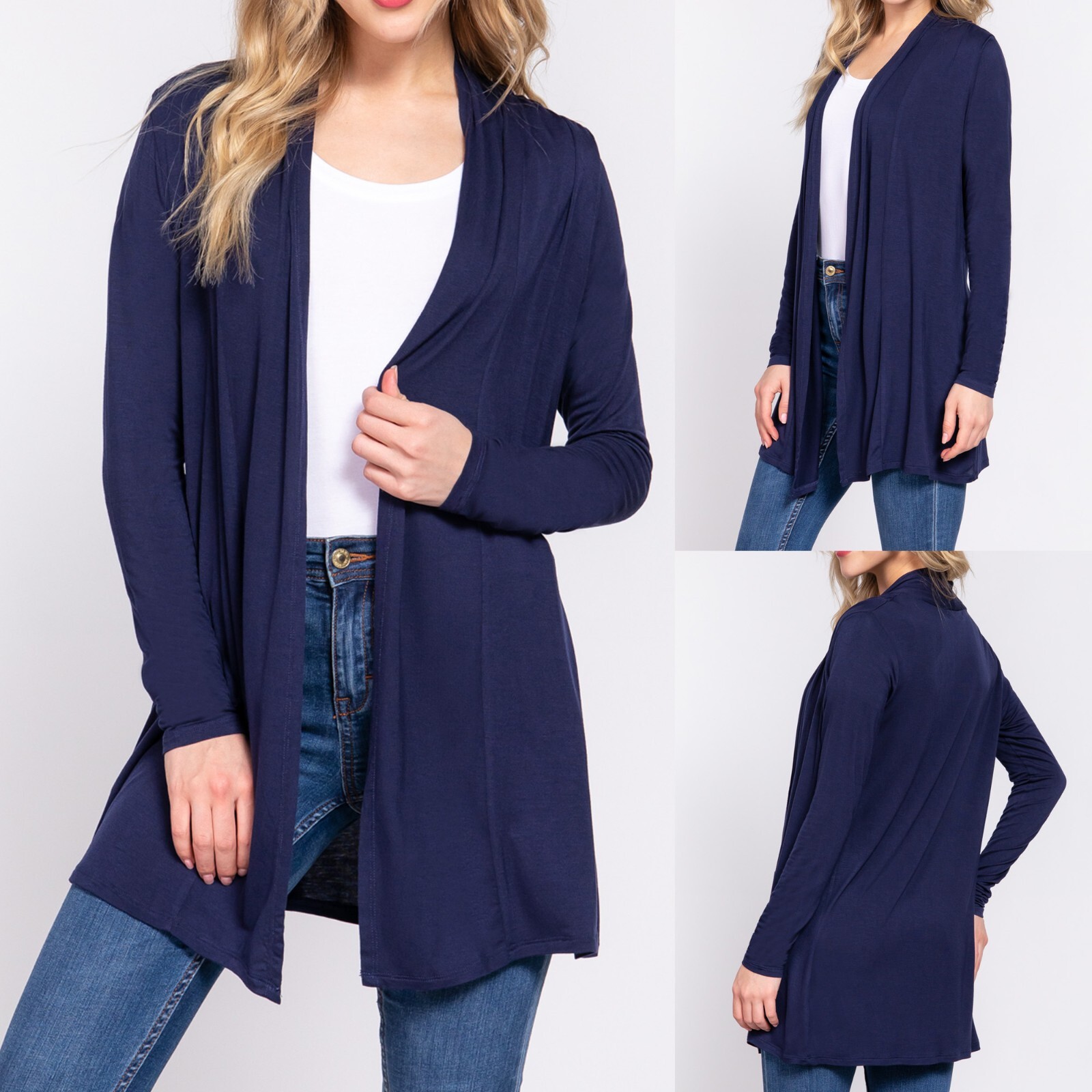 Women’s Open Front Cardigan Long Sleeve Thin Knit Soft Flowy Layering