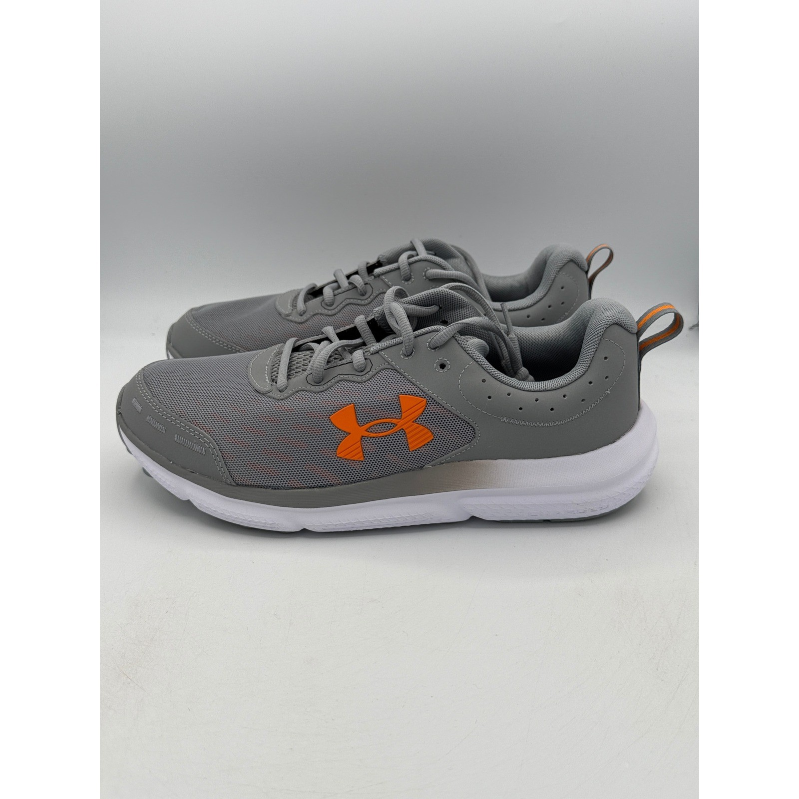 Under Armour Charged Assert 10 Mens 11.5 Grey Orange Running Shoes 3026175-105