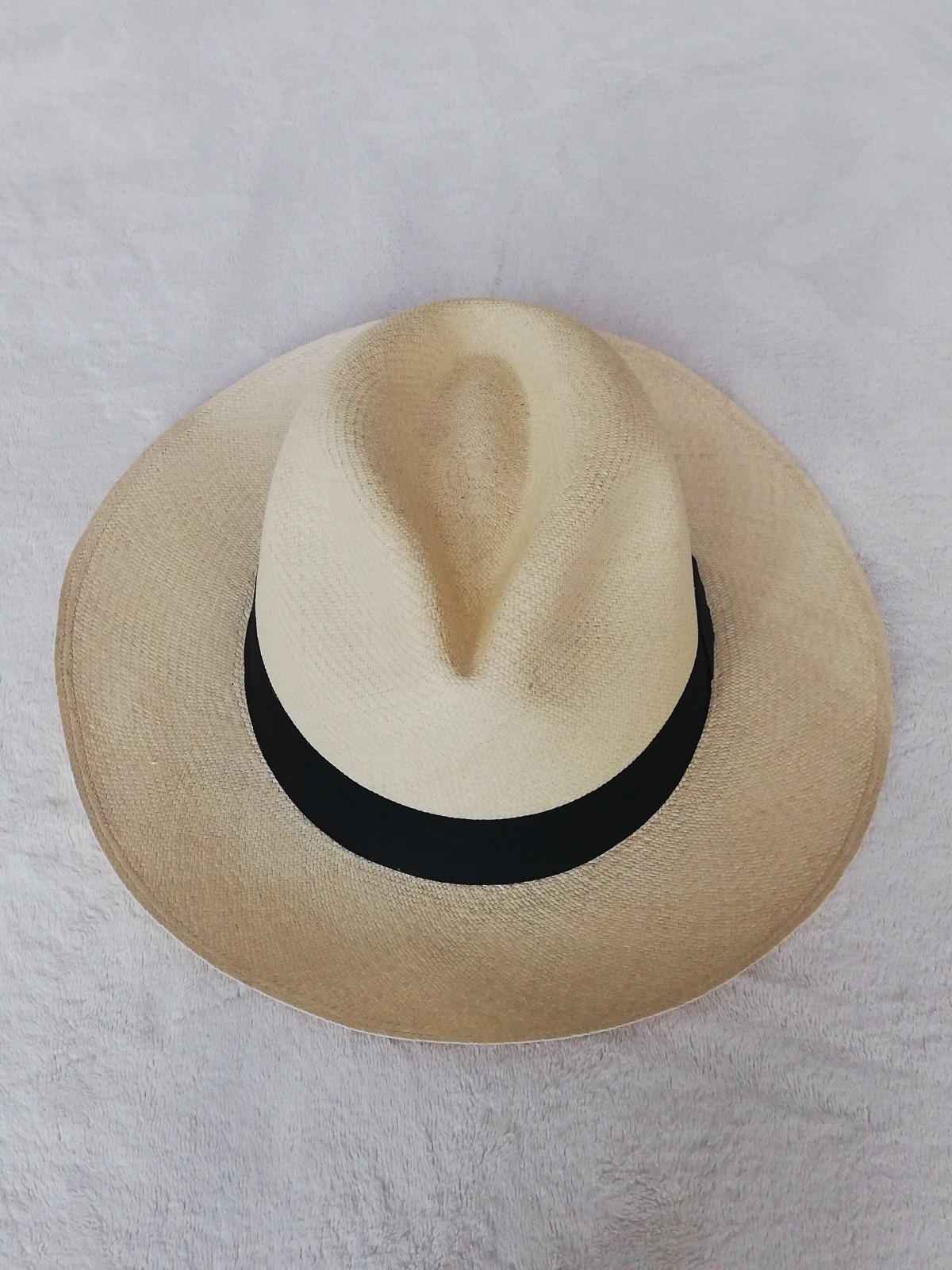 GENUINE ECUADOR FINE “PANAMA HAT” 100% TOQUILLA STRAW XLARGE 62cm CLASSIC BEIGE.
