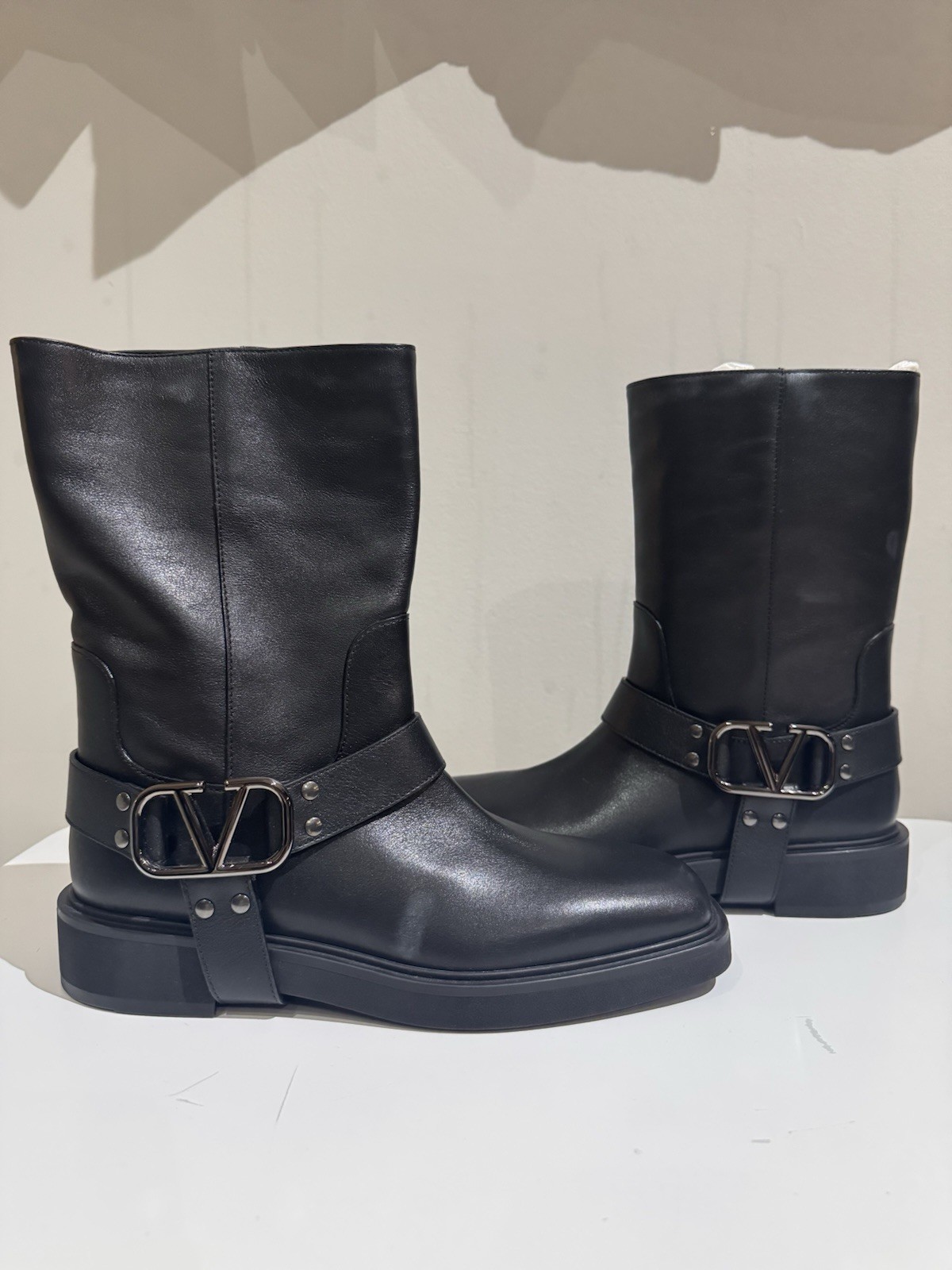 Valentino Garavani VLogo leather combat / mid-calf boots