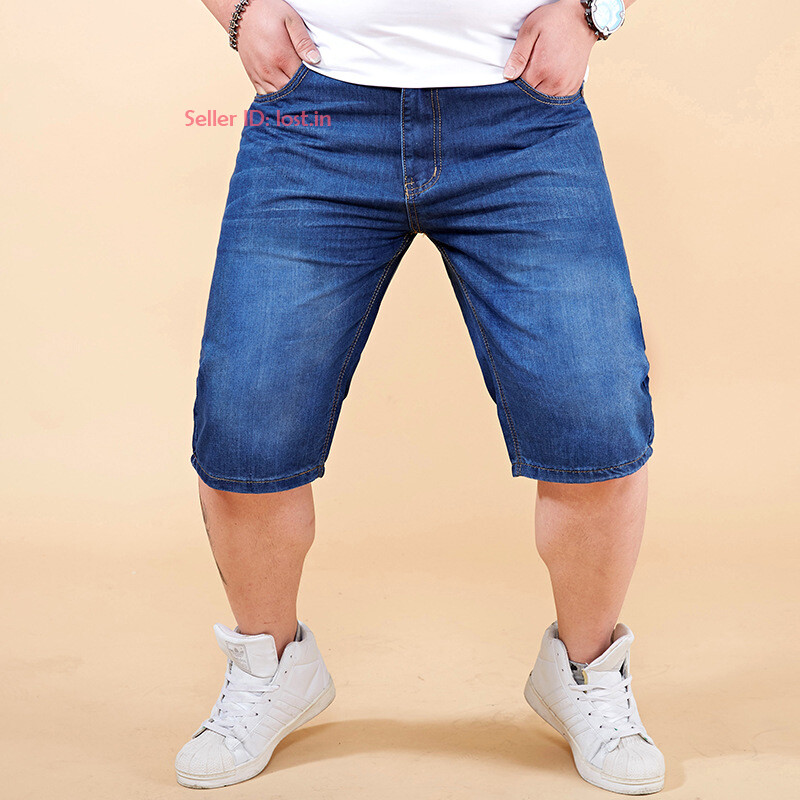 Men Denim Shorts Half Pant Casual Loose Jeans Stretch Cargo Denim Pants Big Size