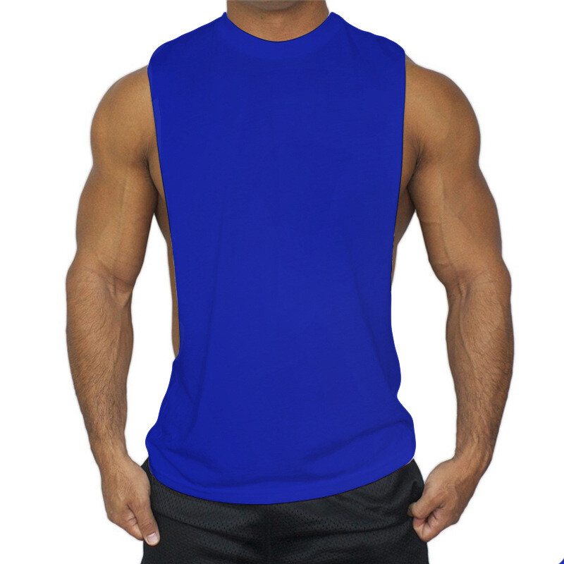 Men Sleeveless Muscle Stringer Tank Top Cut Open Gym Training Bodybuilding Vest