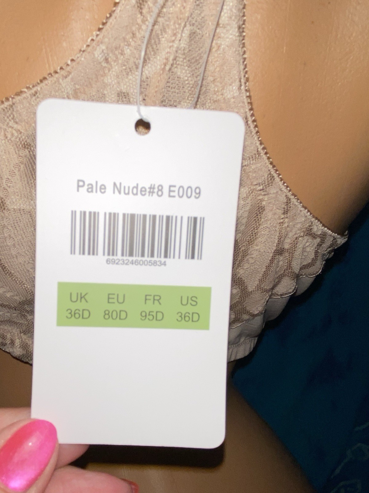 NWT Meleneca E009 Pale Nude Racerback Front Closure Underwire Lace Bra 36D