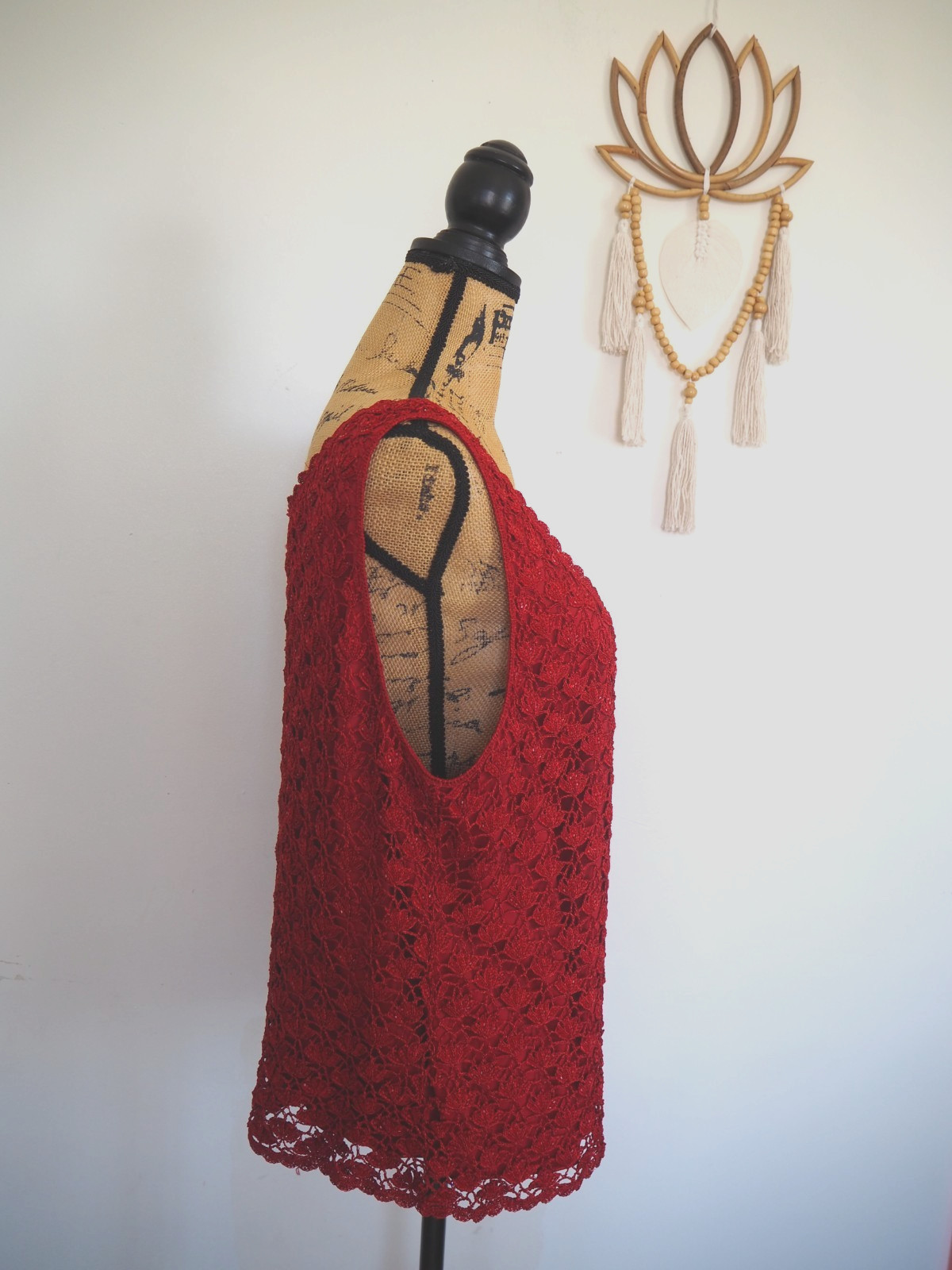 Carmen Marc Valvo Red Heavy Beaded Sleeveless Lined Special Occasion Top Size 2X