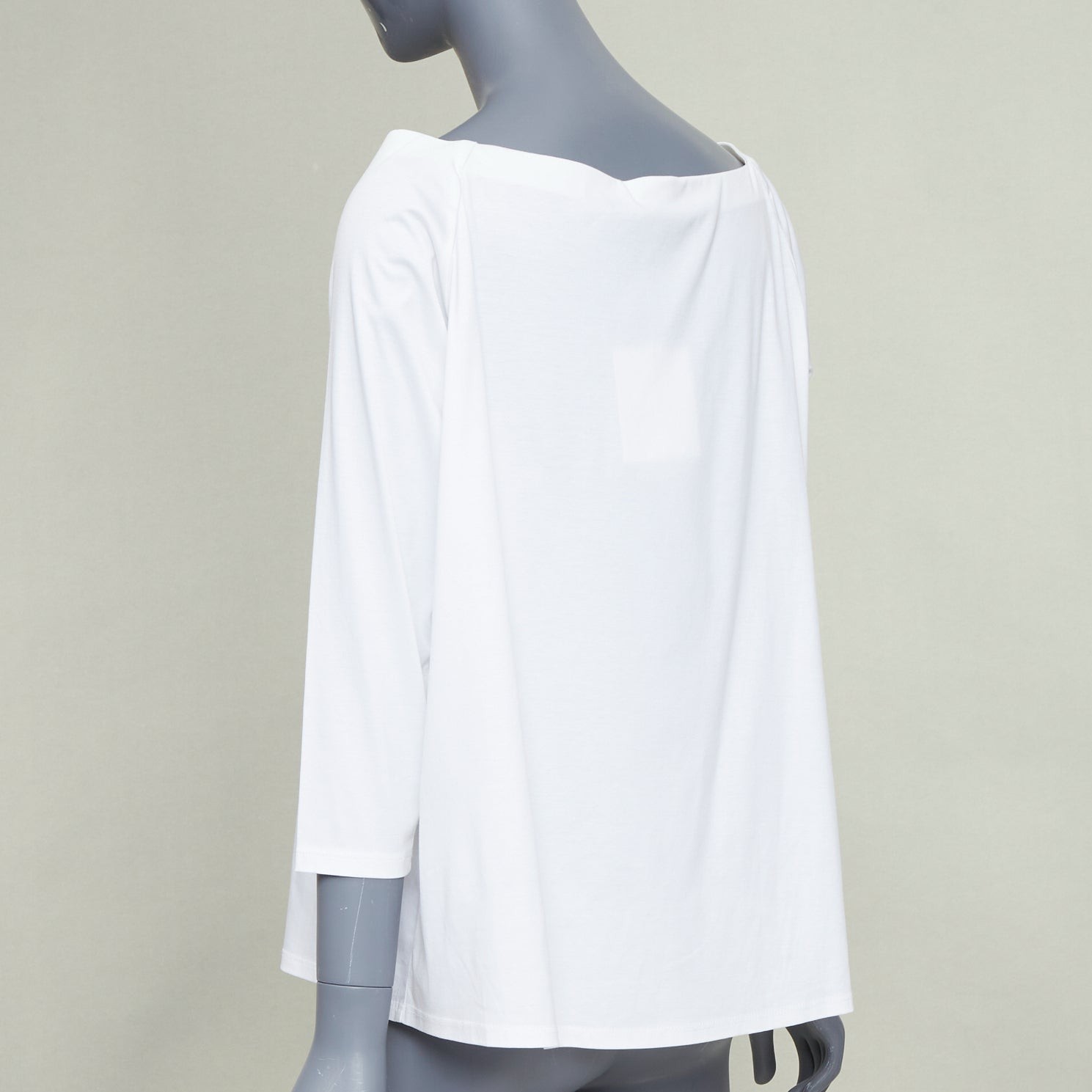 THE ROW Pepper white cotton stand up tape lined bateau neck crop sleeves top XS