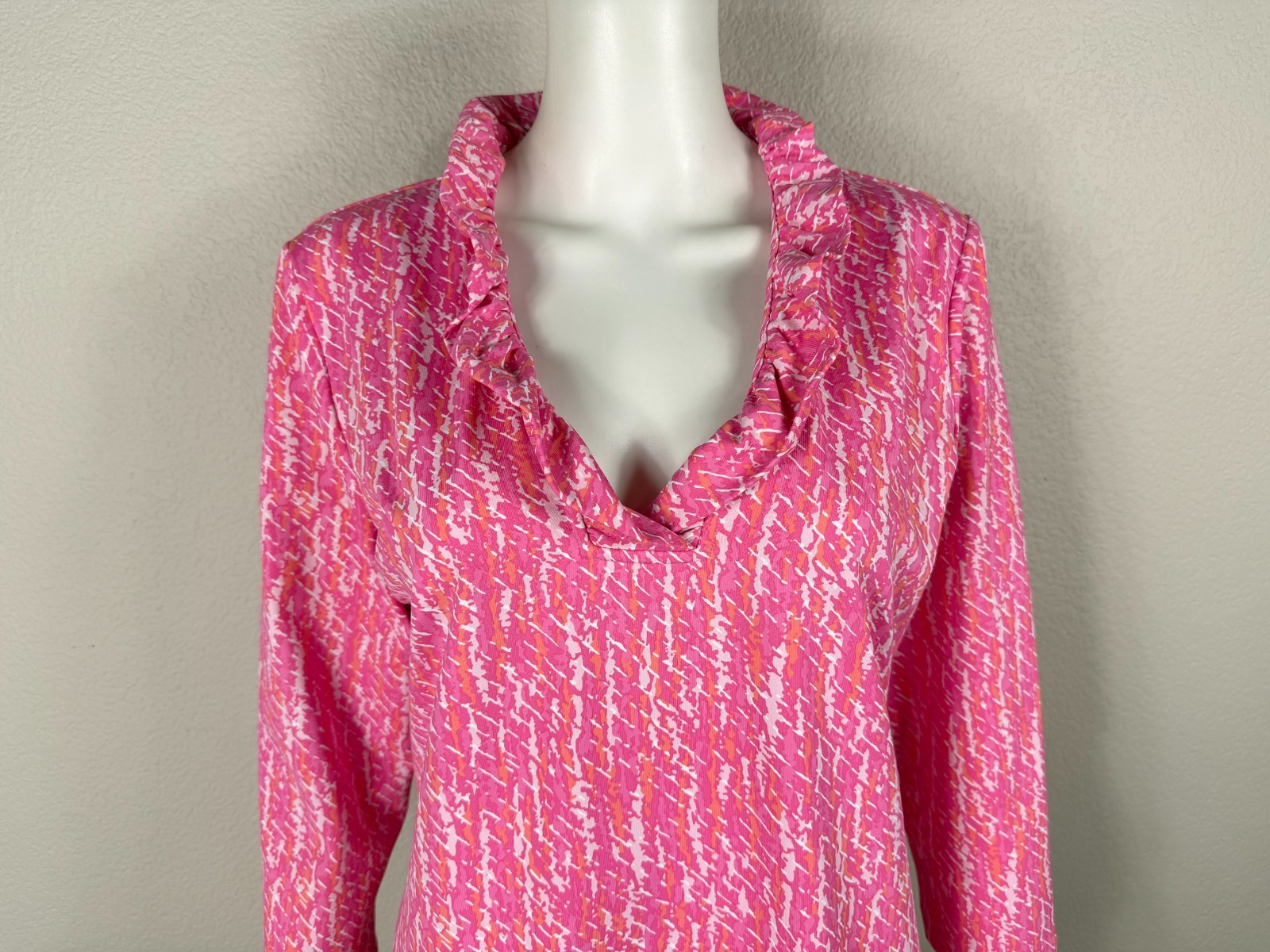 J. MCLAUGHLIN Durham Top Catalina Cloth Ruffle Hot-Pink Print Large – NTSF