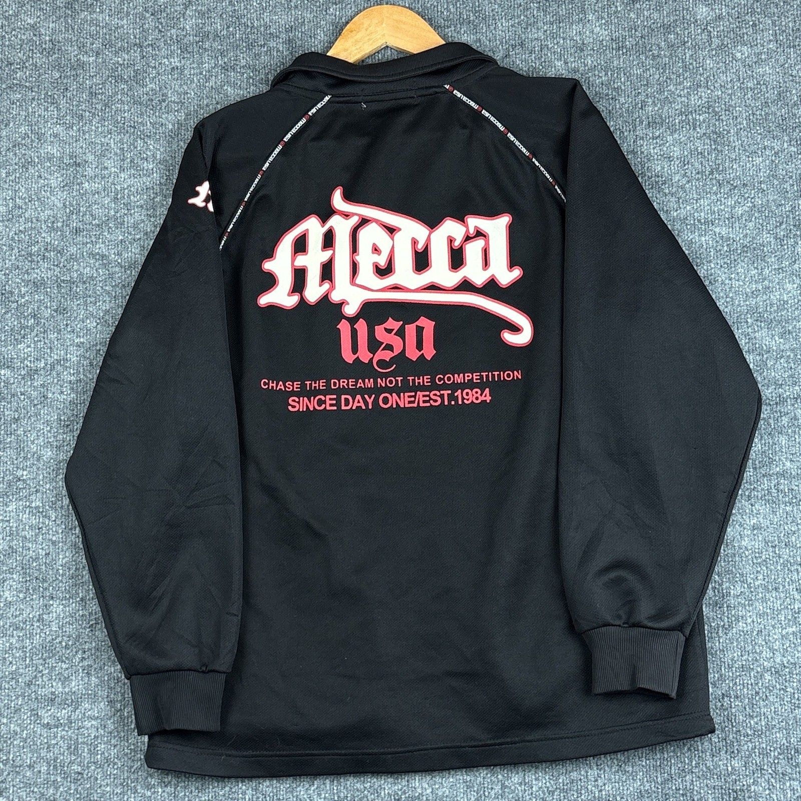 VTG Mecca USA Track Jacket Chase The Dream Medium Fleece Full Zip Streetwear Rap