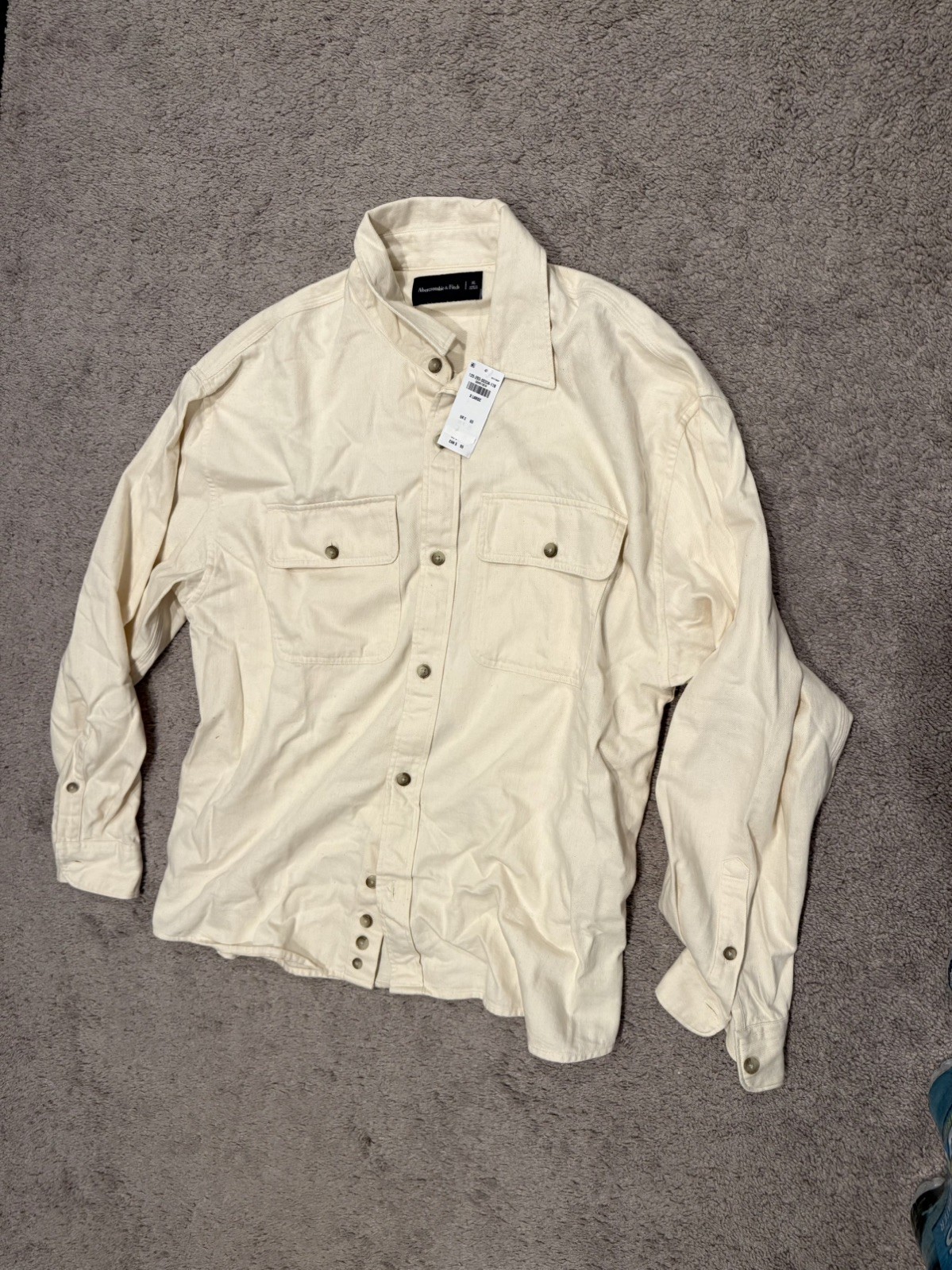 Size XL – Abercrombie & Fitch Button-Up Denim Shirt Cream NWT Brand New NWT