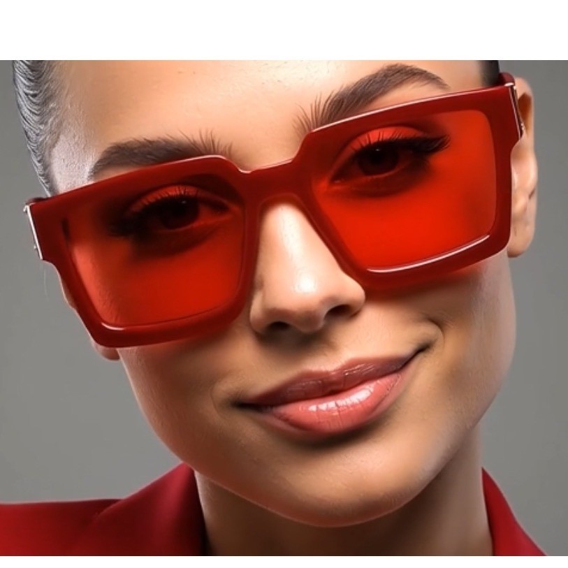 Square Female Sunglasses Red Fashion Designer Trendy Women Outdoor Beach Shades