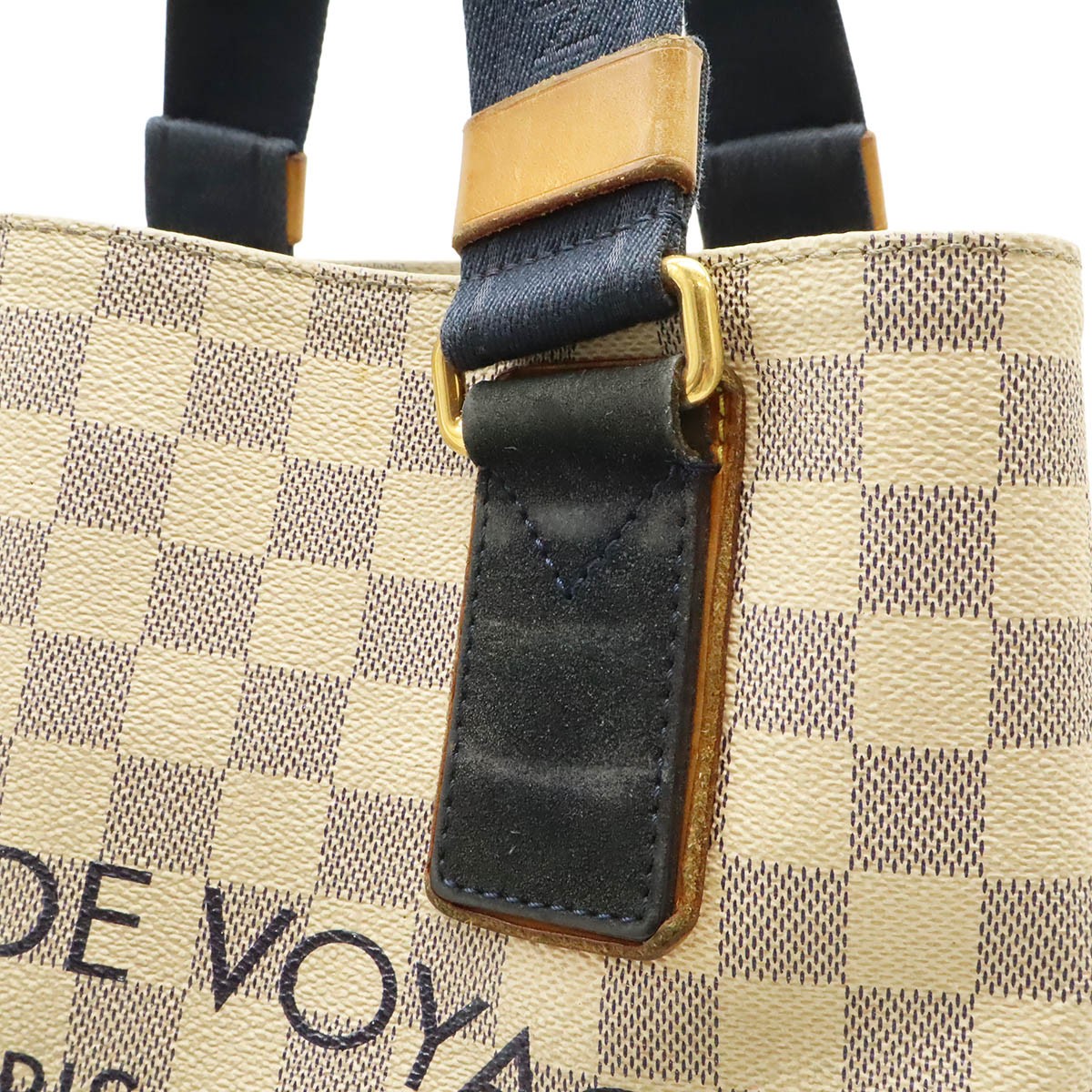 Louis Vuitton Damier Azur N41179 Tote Check Canvas Ivory Unisex Bag #BLB2062