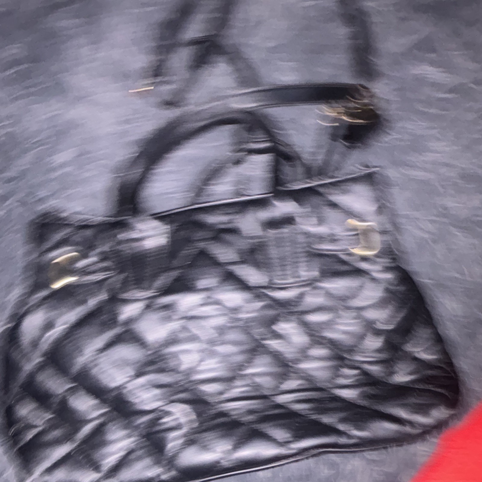 Badgley Mischka Black Quilted Satchel Top Handle Zip w/ Strap & Charm